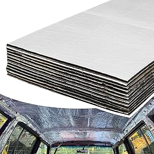 MODIGT 394mil/10mm Heat & Sound Insulation Mat 16.15 sqft Self-Adhesive Sound Deadener Mat Noise Control Hood Insulation Sound Deadening Dampening Mat for Engine Hood Roof 15 Pieces(15.7" x 9.8")