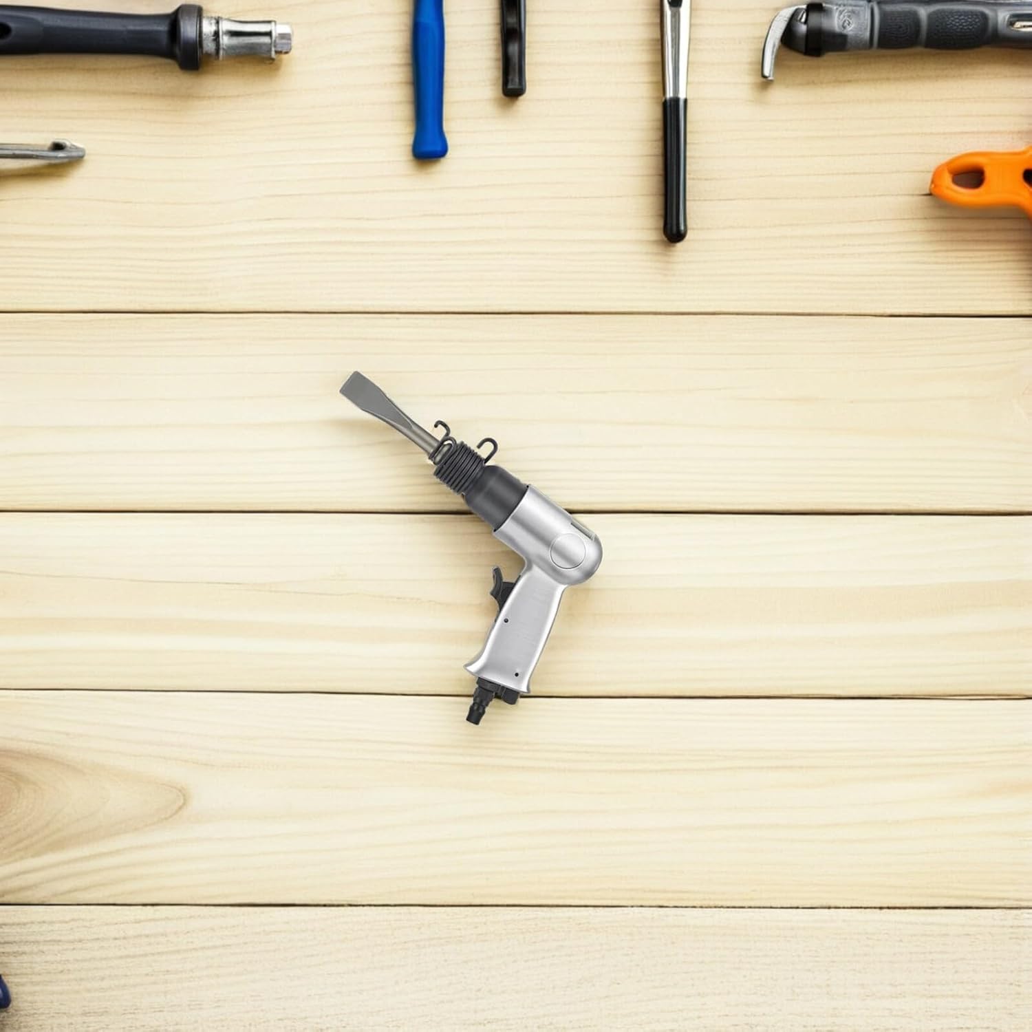 Garneck Heavy Duty Pneumatic Hammer Tool Set with Quick Release Air Chisel for Automotive Brake Pad Repair Metalwork Rust Removal and Concrete Slotting Adjustable Pressure Aluminum Alloy