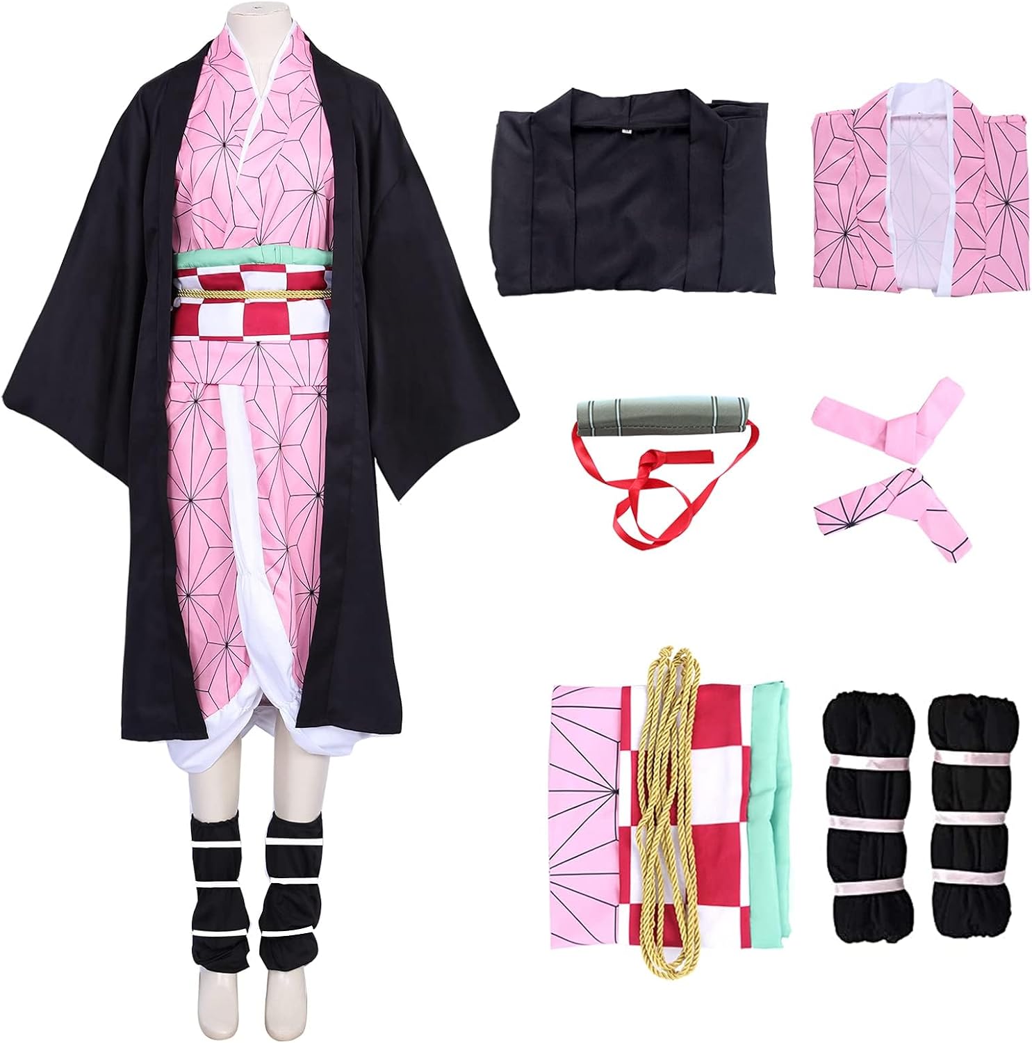 Alaiyaky Nezuo-ko Cosplay, Nezuo-ko Kimono Set for Women Halloween Party Costume Anime Halloween Costume Women