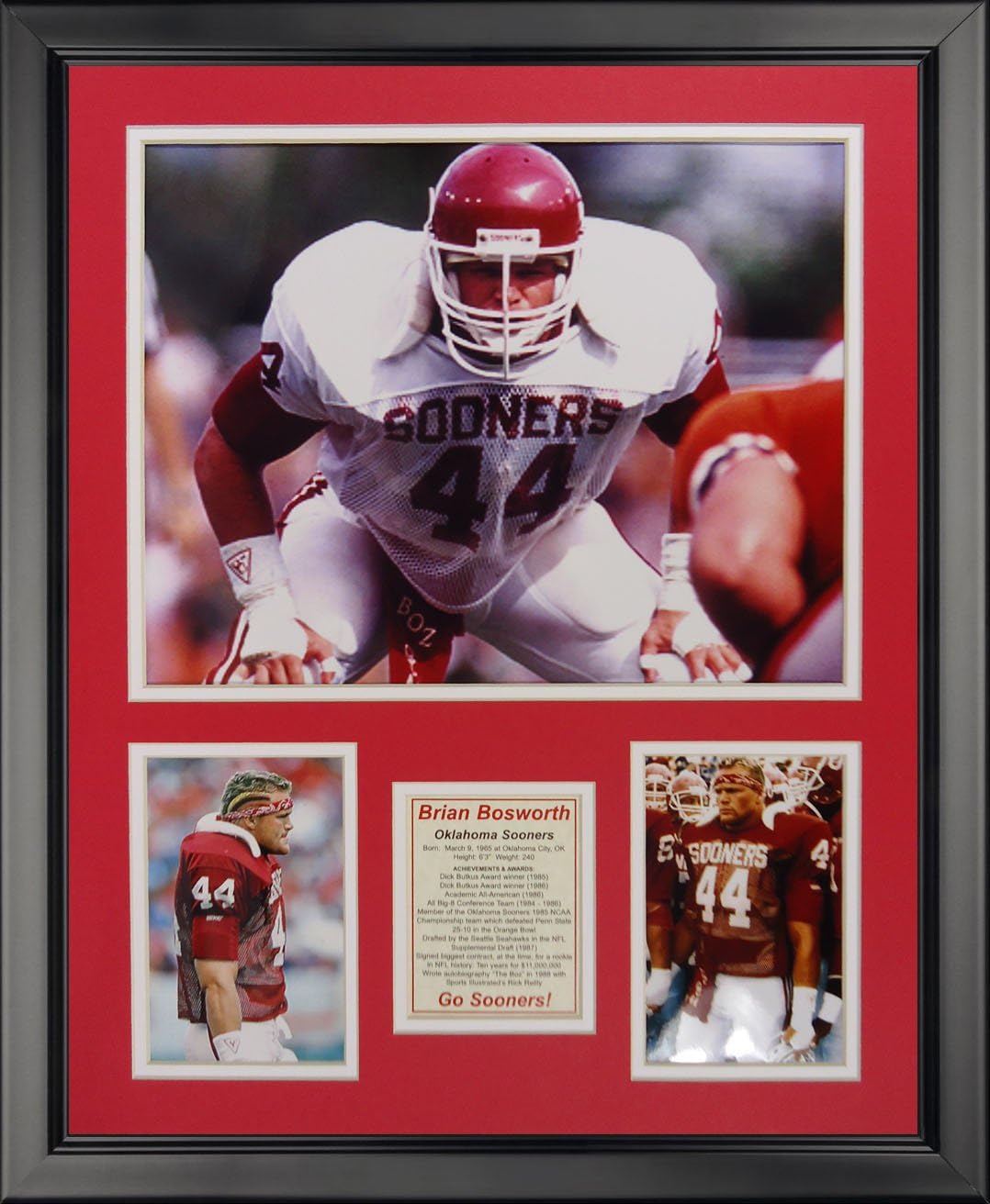 Legends Never Die Brian Bosworth Framed Photo Collage, 16" x 20"