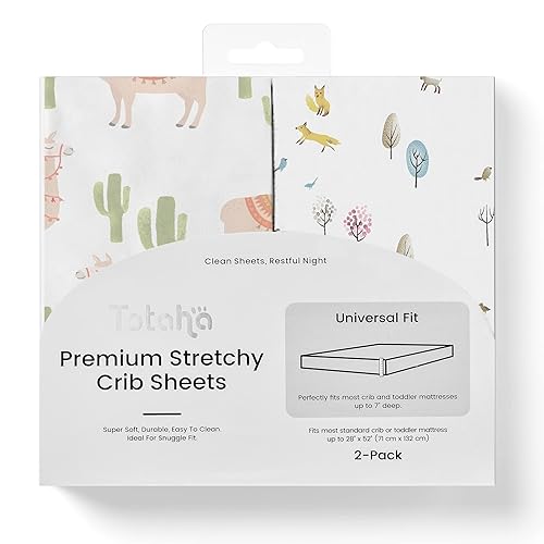 TotAha Sábanas elásticas para cuna de alta calidad (paquete de 2), hipoalergénicas, cómodas y sedosas, suaves como la mantequilla, efecto calmante,