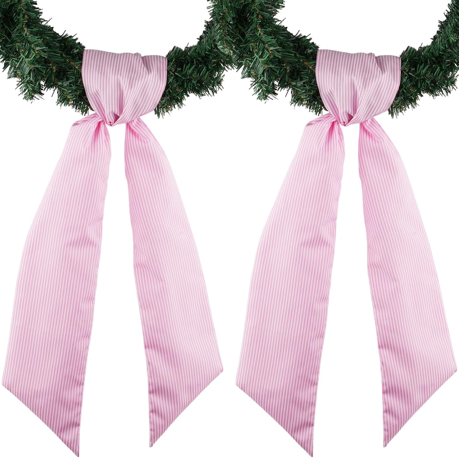 YKW 2 Pack Blue White Stripe Wreath Sash Front Door Decoration, 5.12" x 54.33" Blank Sashes Patriotic July 4th Summer Holiday Party Bow Ribbon Bundle Coastal Farmhouse