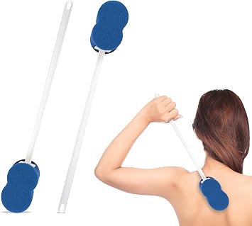 Rehabilitation Advantage 18" Long Handle Bath Sponge, 2 Pack Blue
