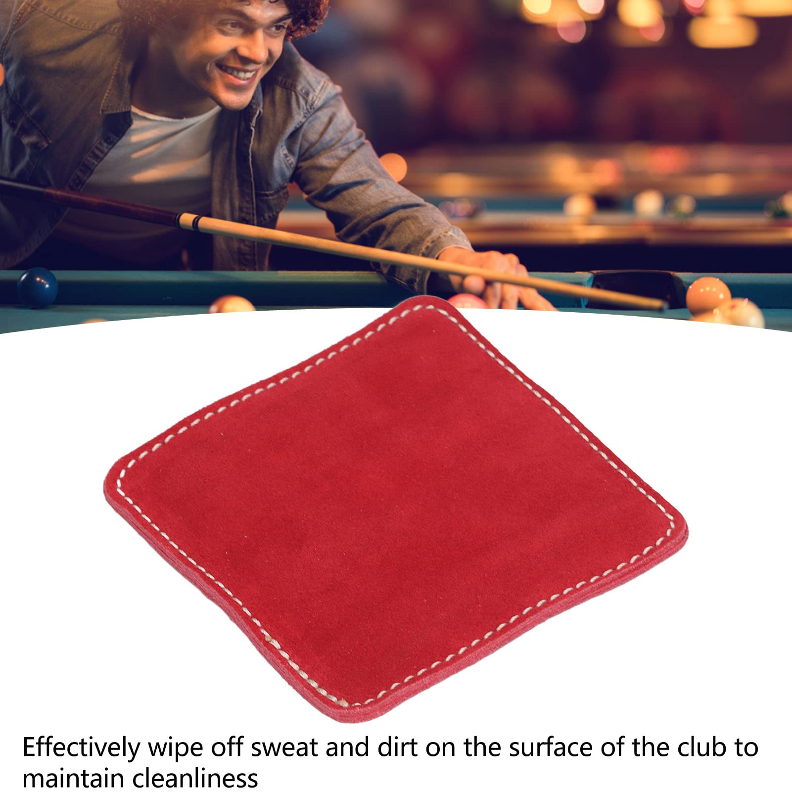 Pwshymi Billiard Cloth Pool Burnisher Cleaner, Leather Sweat and Dirt Wipe Off Extend Lifespan Small Portable Size for Great Using (Red)