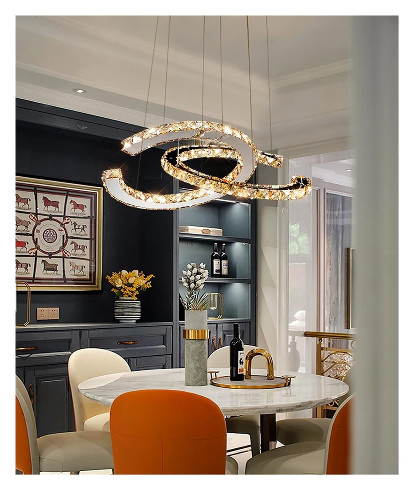 LYMSXAZOU Crystal Pendant Light - Modern LED Chandelier for Living Room and Dining Decoration