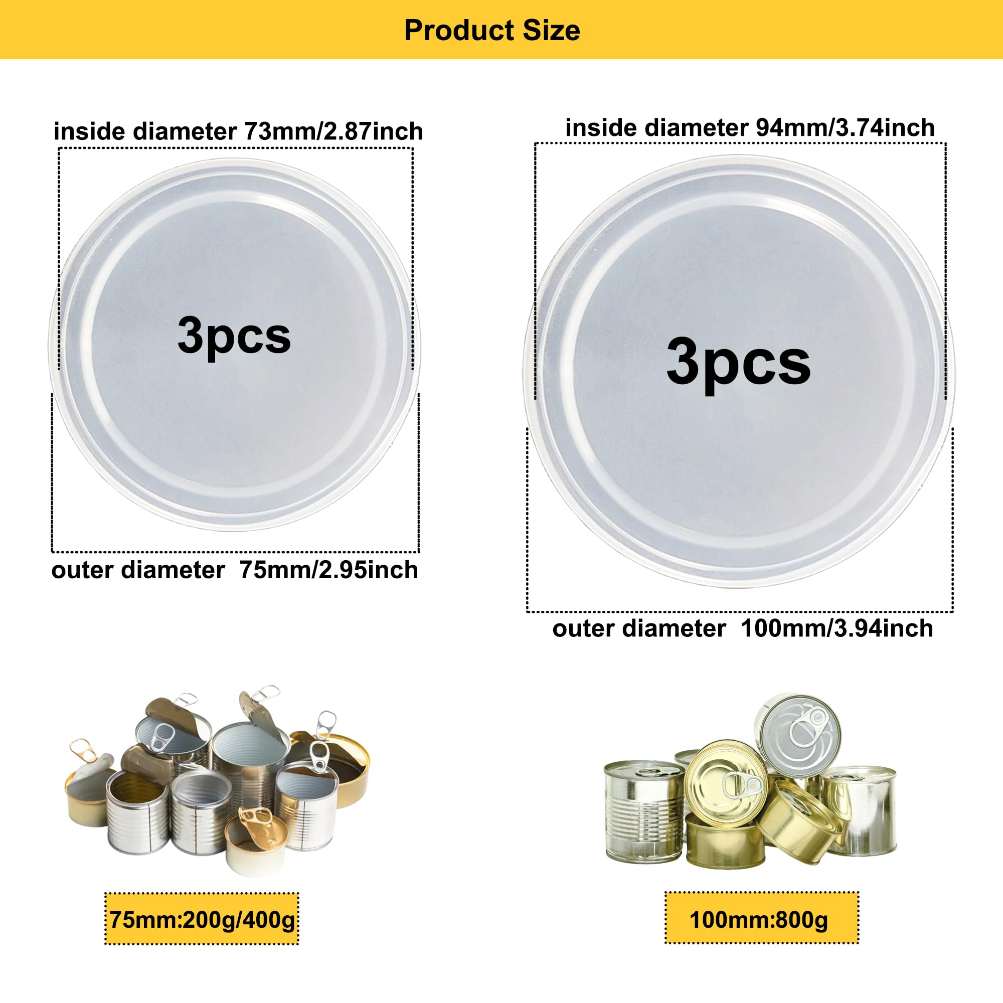 6 sztuk pokrywek do puszek, pokrywki do puszek 400g 800g, pokrywki do puszek z karma dla kotów i psów, zmywalne plastikowe zamknięcia do puszek do przechowywania pokarmu dla zwierząt, karmy dla kotów