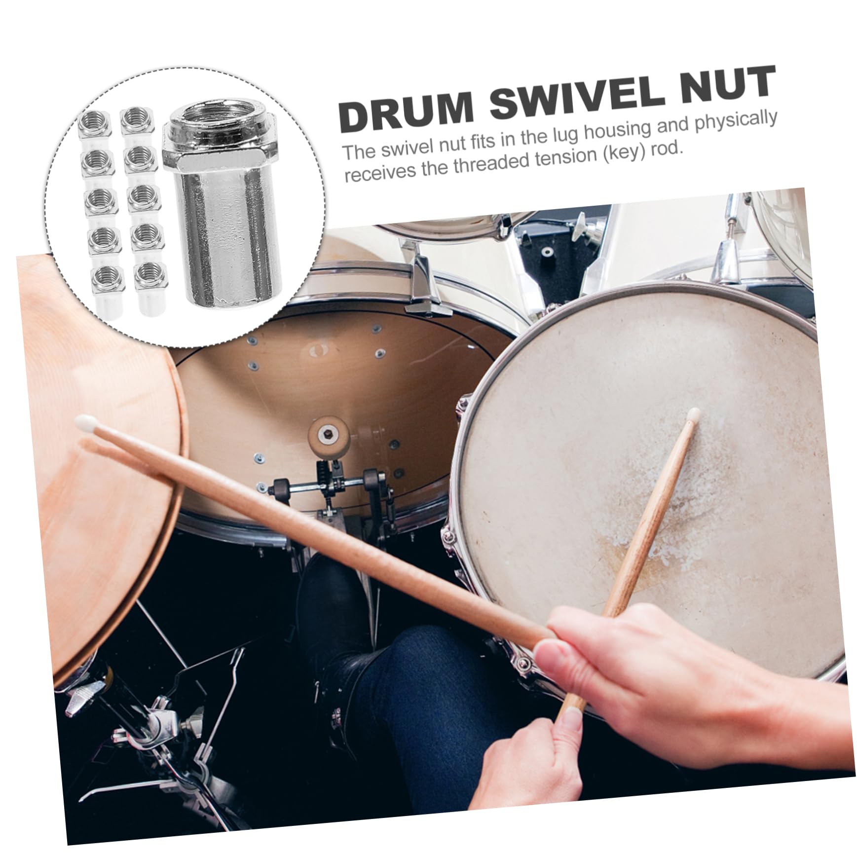 20Pcs Drum Swivel Nuts Replacement for Tom Lug Essential Spare Parts for Electronic and Acoustic Drums Floor Drum Accessories Durable Drum Supply