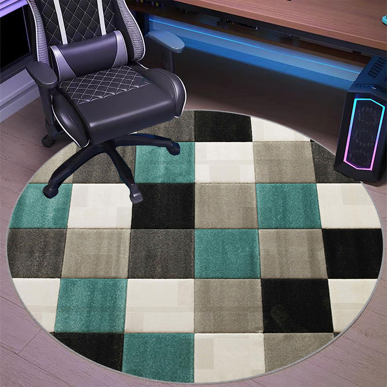 Sedia Ufficio Tappeto Rotondo Gaming Pavimento Tappetino di Protectors Pavimenti per Parquet Piastrelle Tappeto Salvapavimento Tappetino Tappetino Rotondo per Pavimento Multiuso 90 cm
