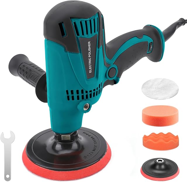 zerotop Polisher Buffer 700W Car Furniture Polishing Machines Electric Polisher Kit Rotary Car Polishers and Buffers Machines with 600-3700 RPM, 6 Variable Speed, 125mm Base for Auto Sanding Polishing
