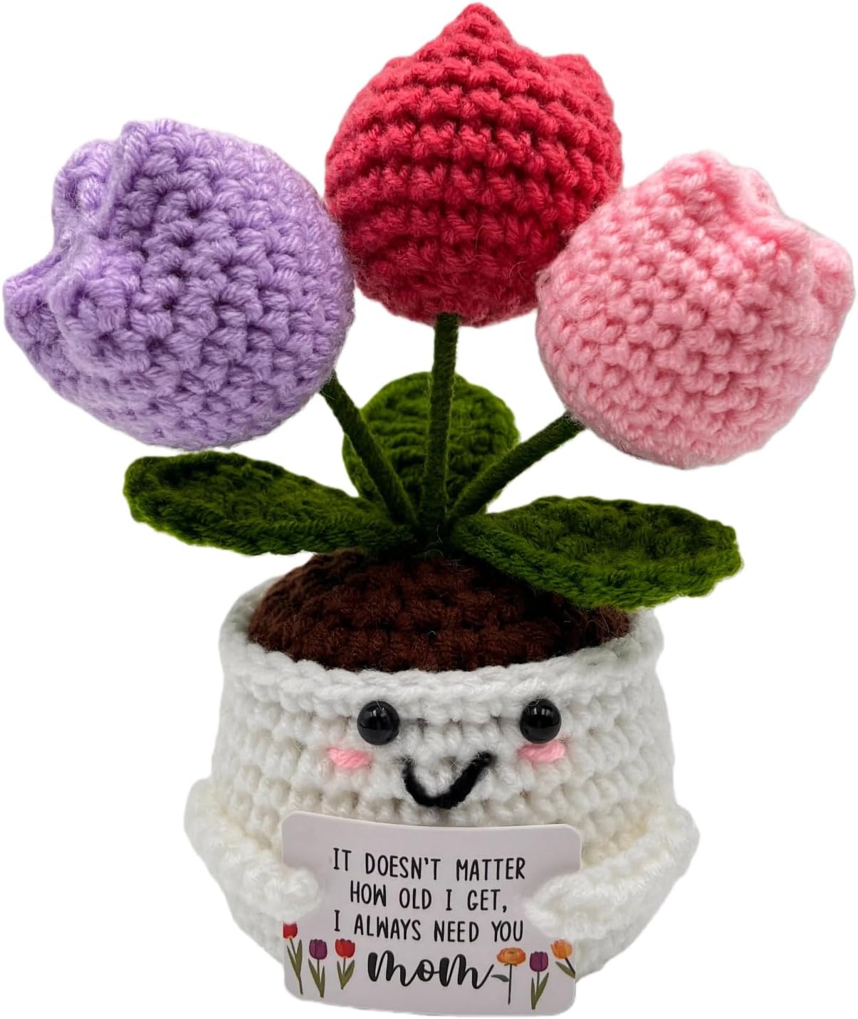 Handmade Crochet Heart Flower with Inspirational Card- "You are Marvelous" Positive Gift for Coworkers,Teacher Appreciation,Mom,Best Friend,Sister,Home Office Desk Decor