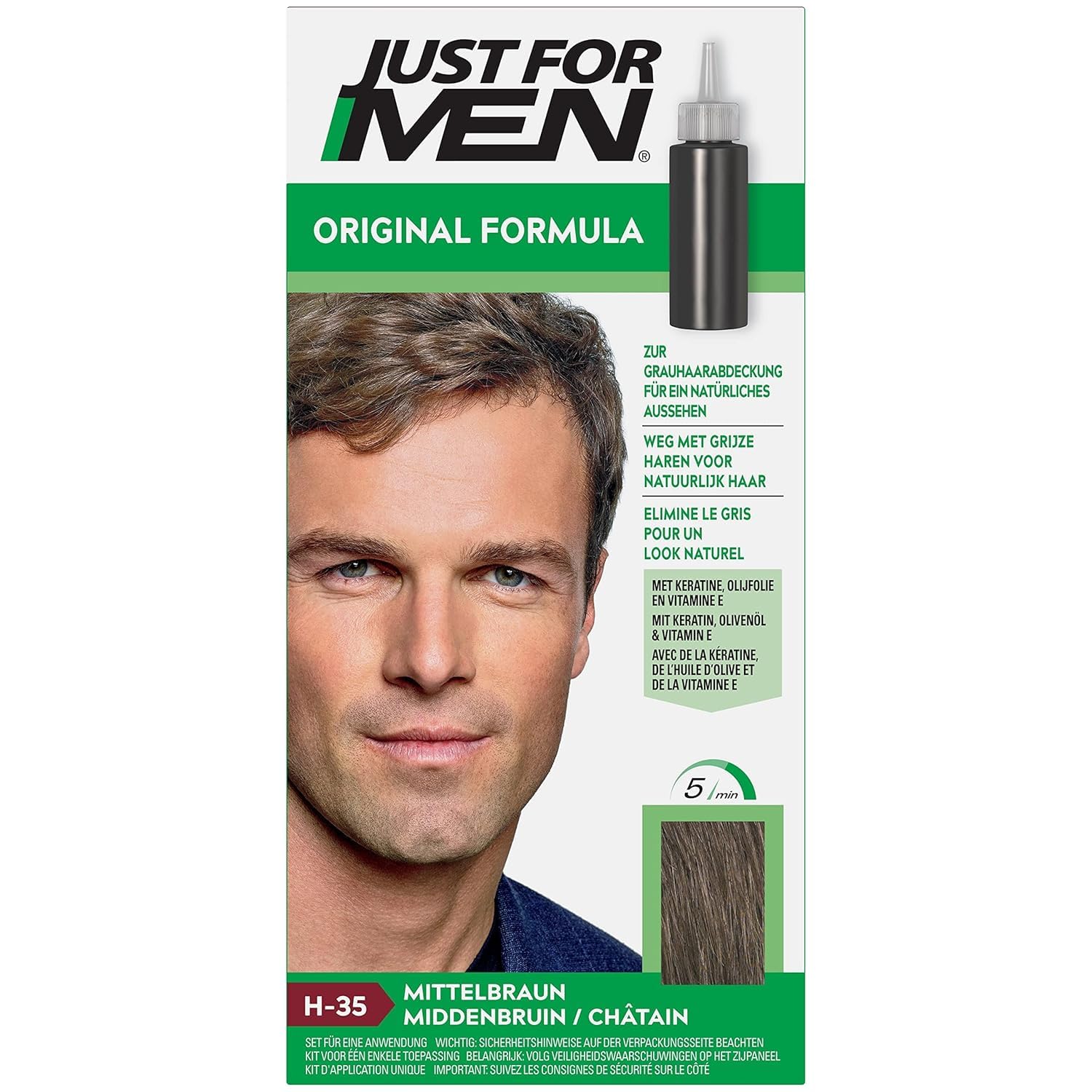 Just For Men Haarfarbe – Mittelbraun H35 (5-Minuten-Gel)