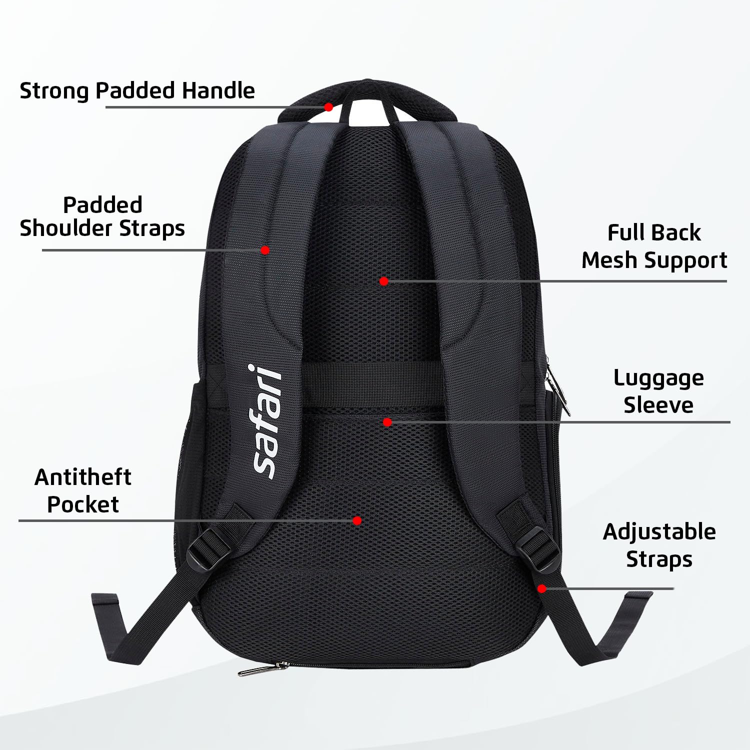 Safari Forge 34L Laptop Backpack, 3 compartments, Raincover, Antitheft pocket, Trolley Sleeve, Organizer, Bottle holder, Front pocket, College bag, school bag, Formal backpack 28 71H5TVcba3L. SL1500