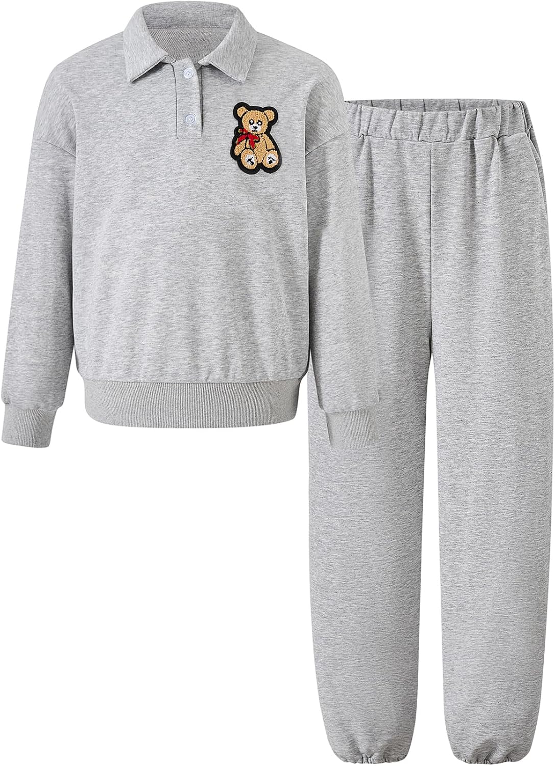 NEW 6-14Y Girls Casual Tracksuit Outfit Collared Sweatshirt & Pants Set