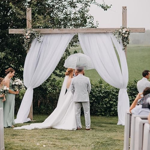 Miniatura 10 de Cortina de telón de fondo blanco de gasa de 10 x 10 pies, telón de fondo transparente para arco de boda, fiesta de cumpleaños, banquete, decoración