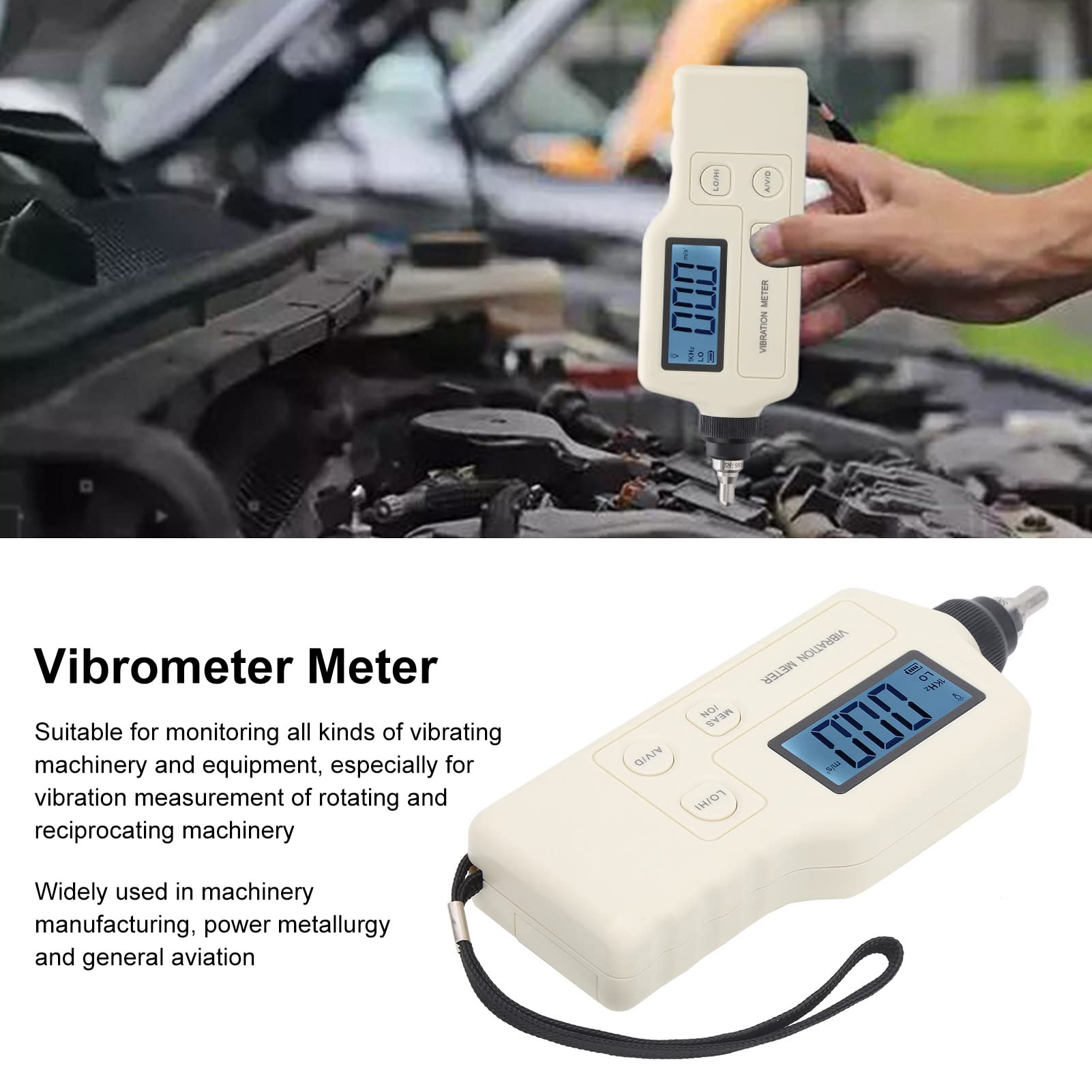 Détecteur de vibration numérique, taux d'échantillonnage 1S de haute précision, vibromètre numérique ABS compact pour l'entretien
