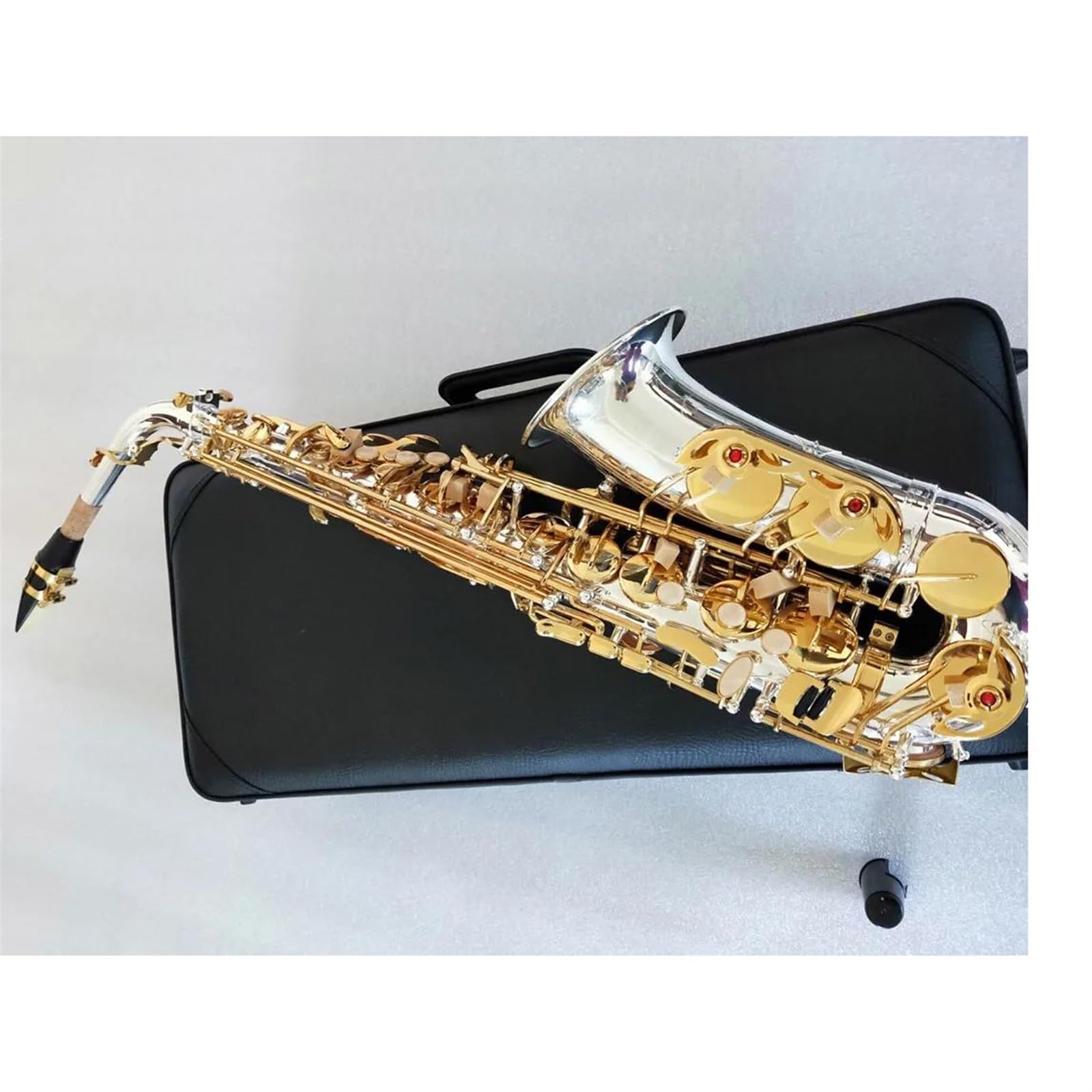 Saxofón Saxofón Alto Chapado En Plata Con Llave Dorada, Saxofón Profesional Con Estuche Para Boquilla