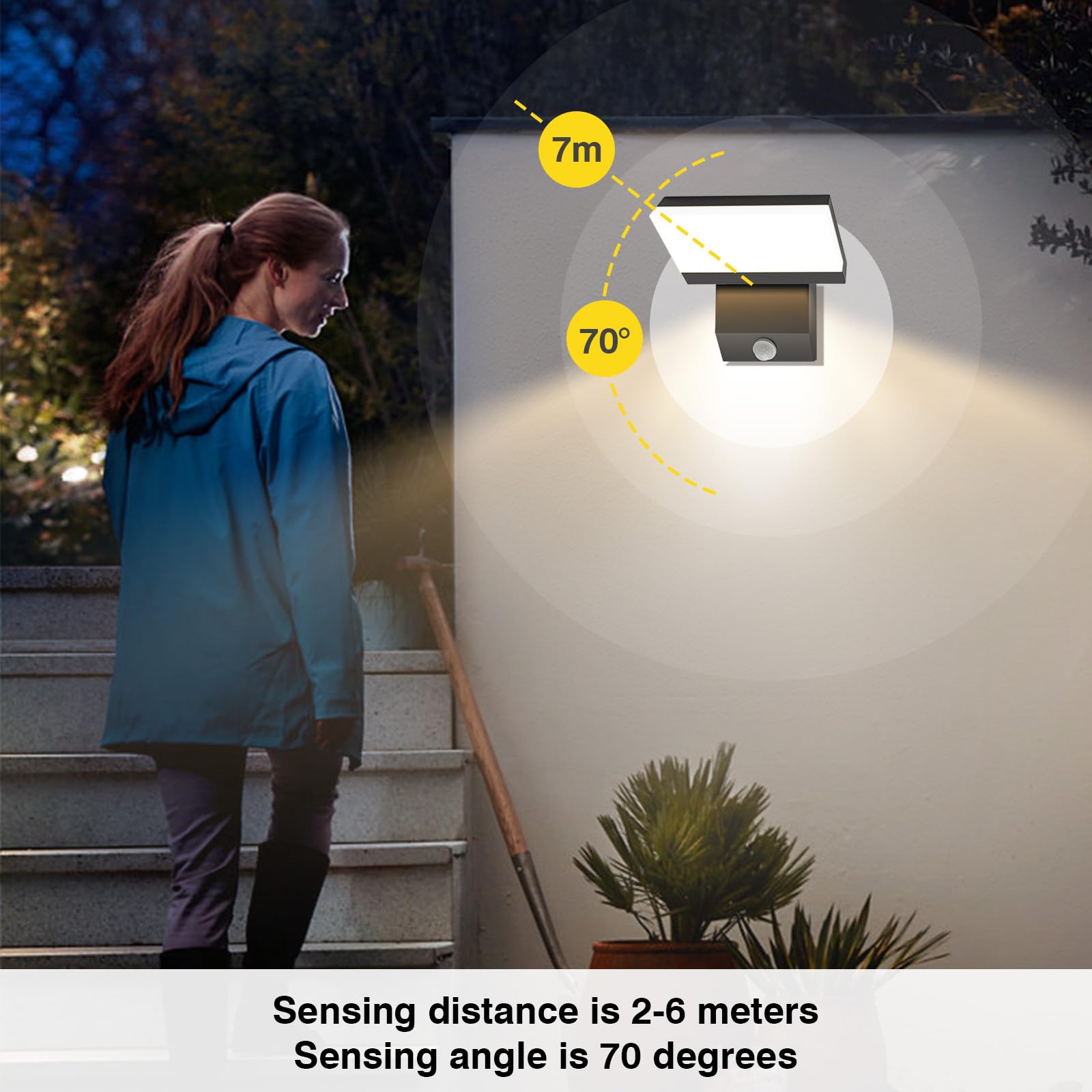 Applique a LED da esterno/interno 36W lampada da parete 3000K | con sensore di movimento luce calda pannello LED orientabile lampada da esterno per patio ingresso giardino balconi, 1pcs