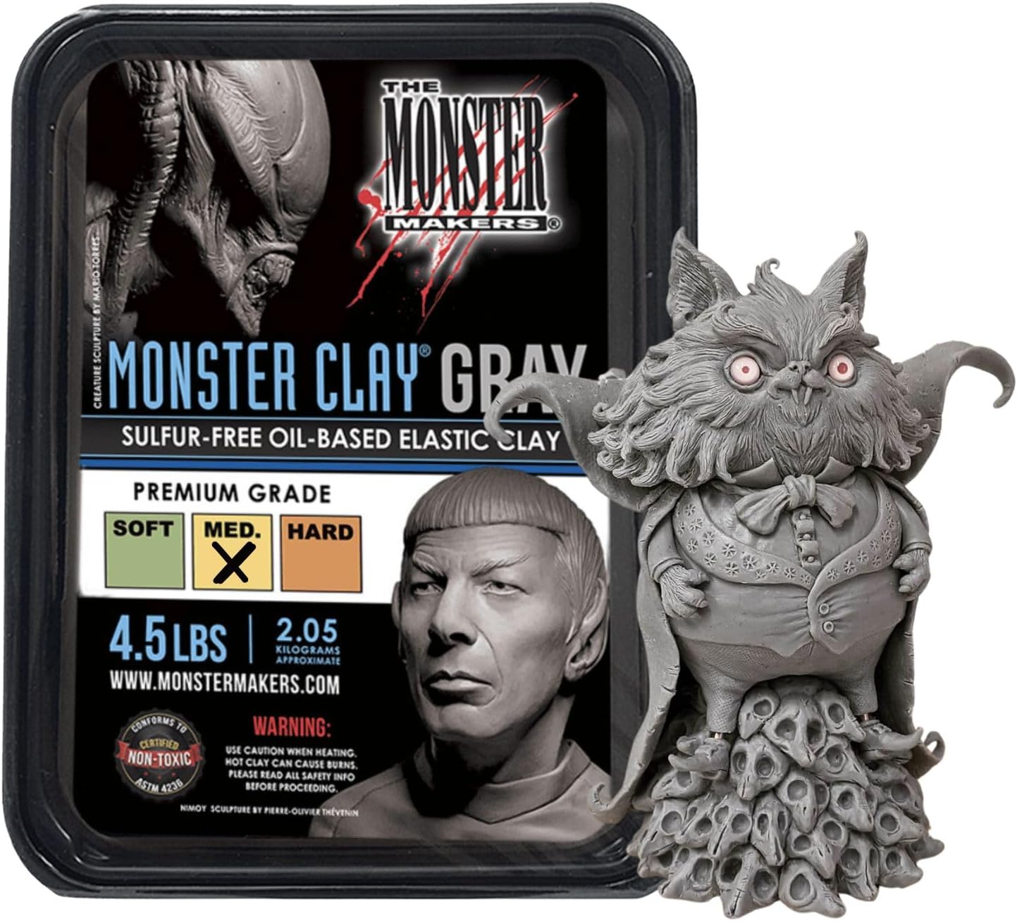 Monster Clay Premium Grade Modeling Clay (Gray -Medium - 4.5lb)