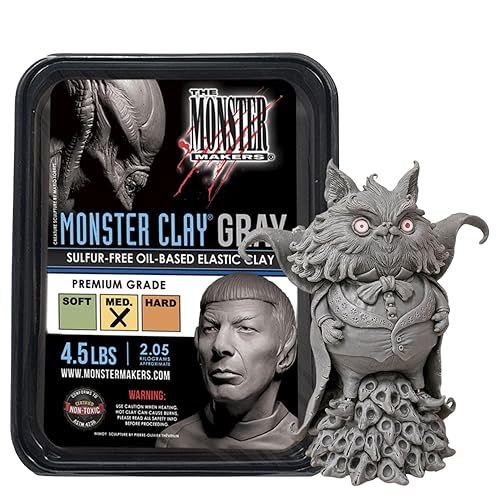 Arcilla para modelar Monster Clay de primera calidad (gris, mediana, 4,5 libras)