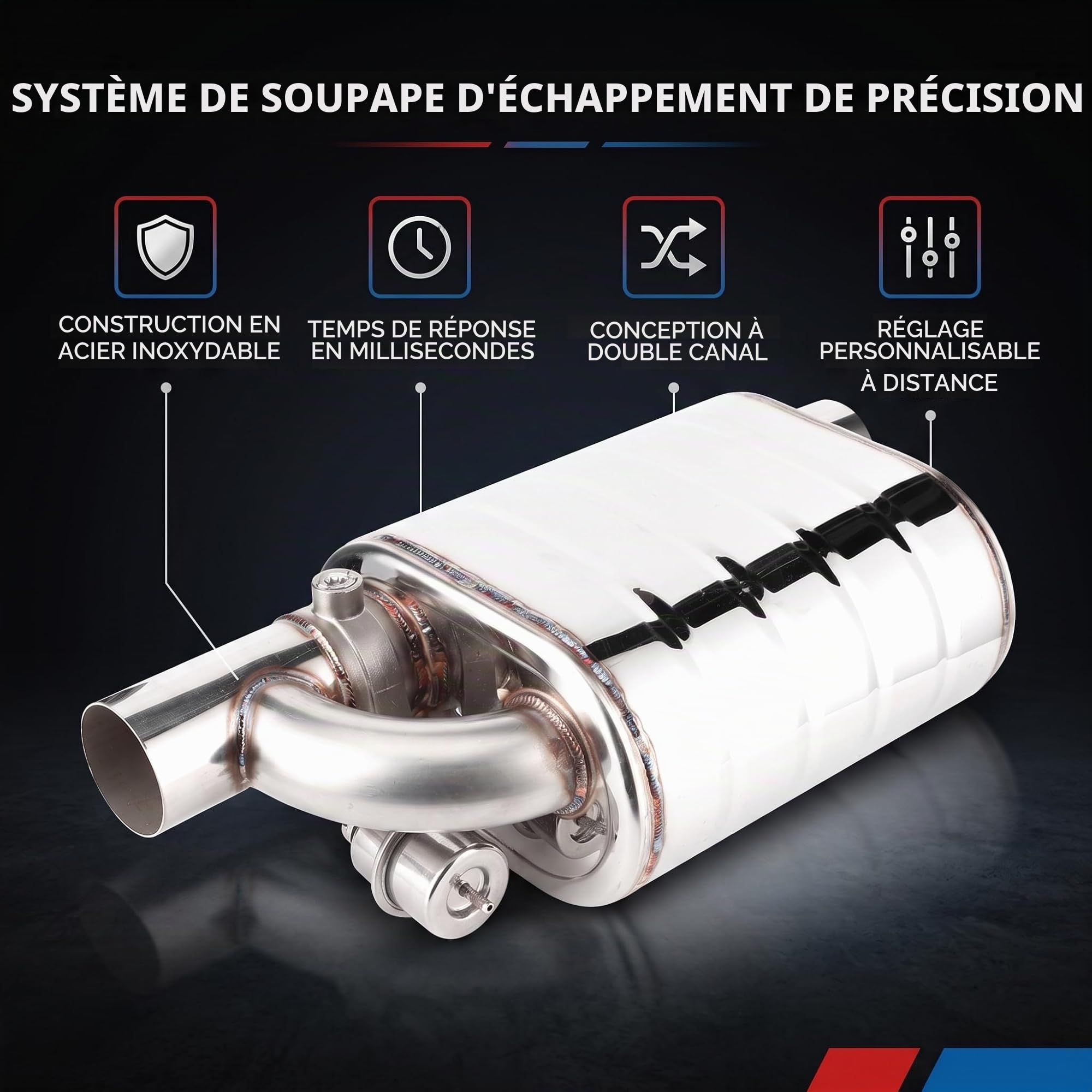 Valve d'échappement de voiture, valve d'échappement électrique universelle de voiture de 63mm Valve de tuyau de pompe à vide de dispositif de port distant d'acier inoxydable.
