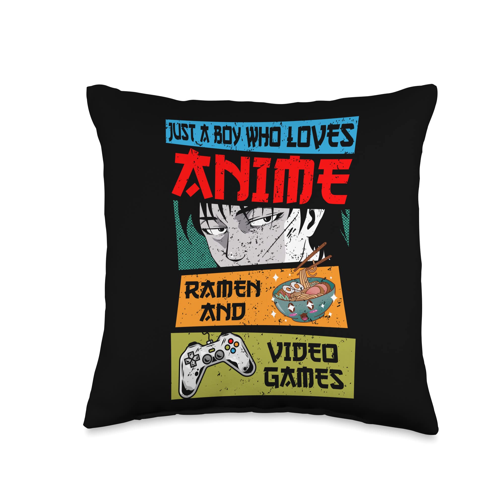 Just A Boy Who Loves Anime Ramen and Video Games, Gaming Throw Pillow