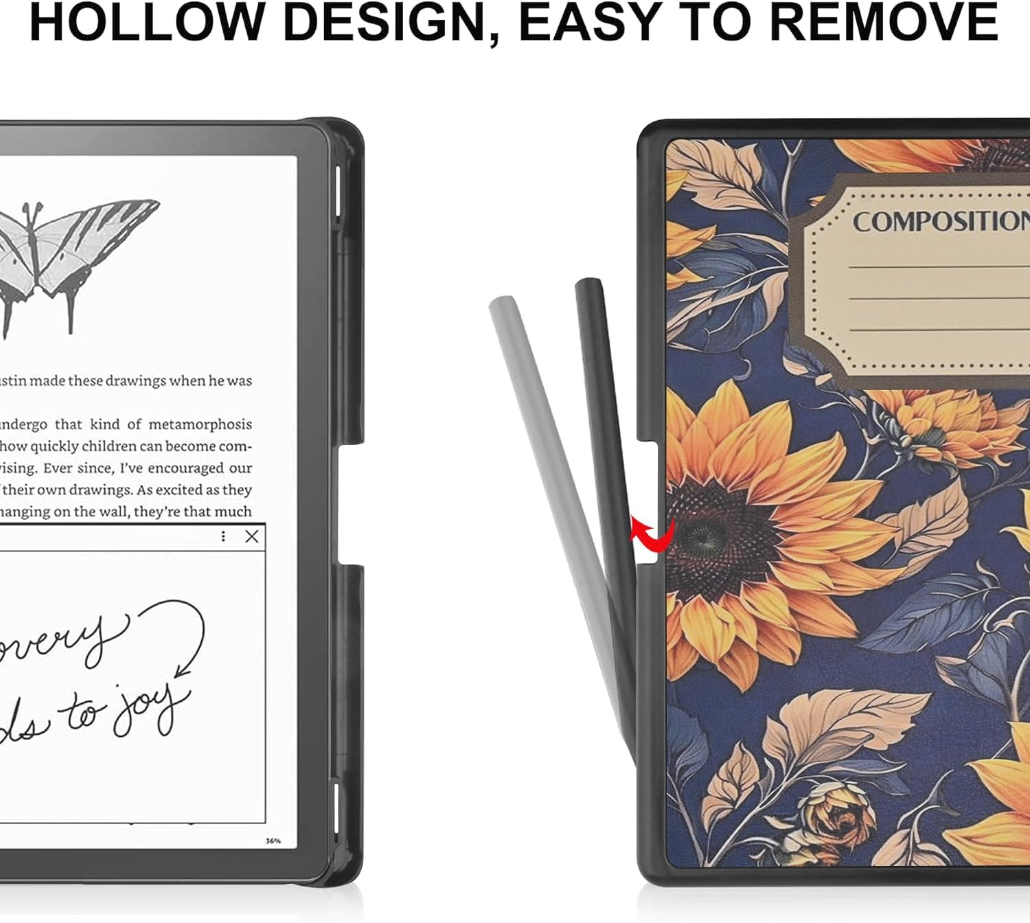 Etui Slimshell do 25.9 cm Kindle Scribe (wersja 2024/2022) – lekka wysokiej jakości skóra PU foliowana okładka, stojak na książki, automatyczny uśpienia / budzenie z uchwytem na długopis, kompozycja