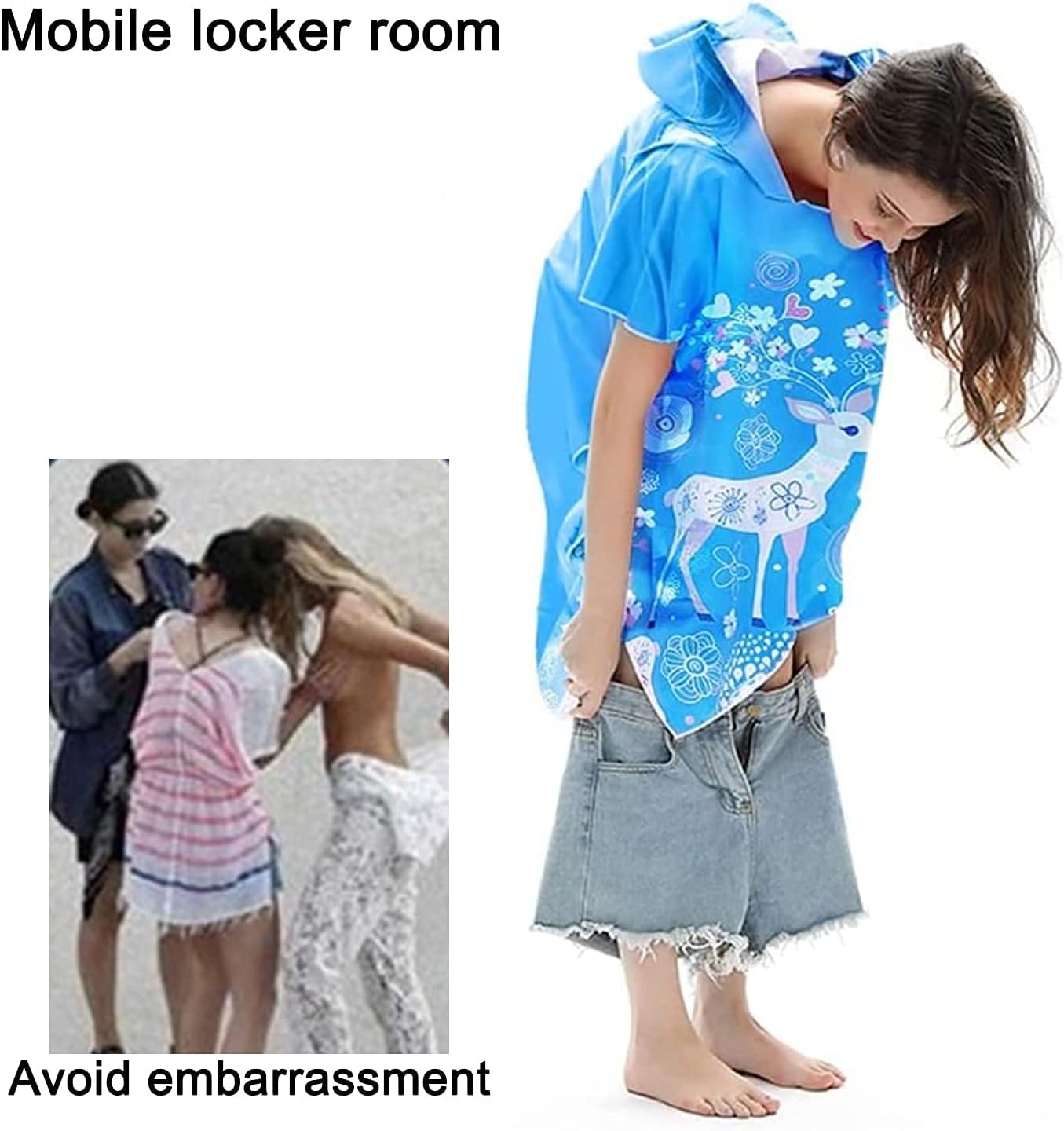 Beach Towels Sports Towel Changing Robe Towel Poncho Quick Dry Robe Beach Blanket Essential Beach Accessories 811(Color:09)