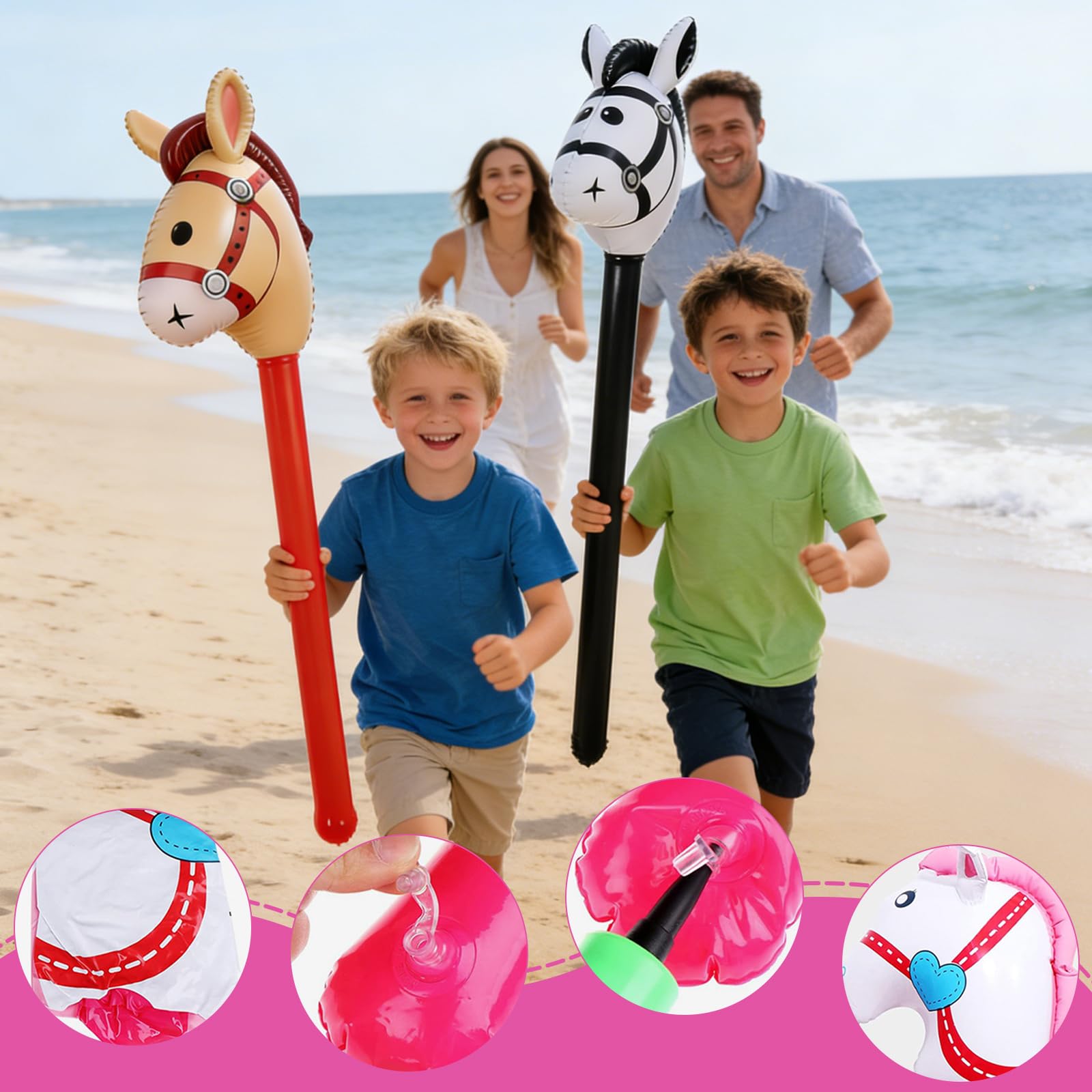TENGWA Caballos Inflables 3 Piezas 96cm Caballos de Palo Inflable Globos para Niños Juguetes Inflables para Juguetes Infantiles Fiestas Temáticas Decoraciones Navideñas — view 7