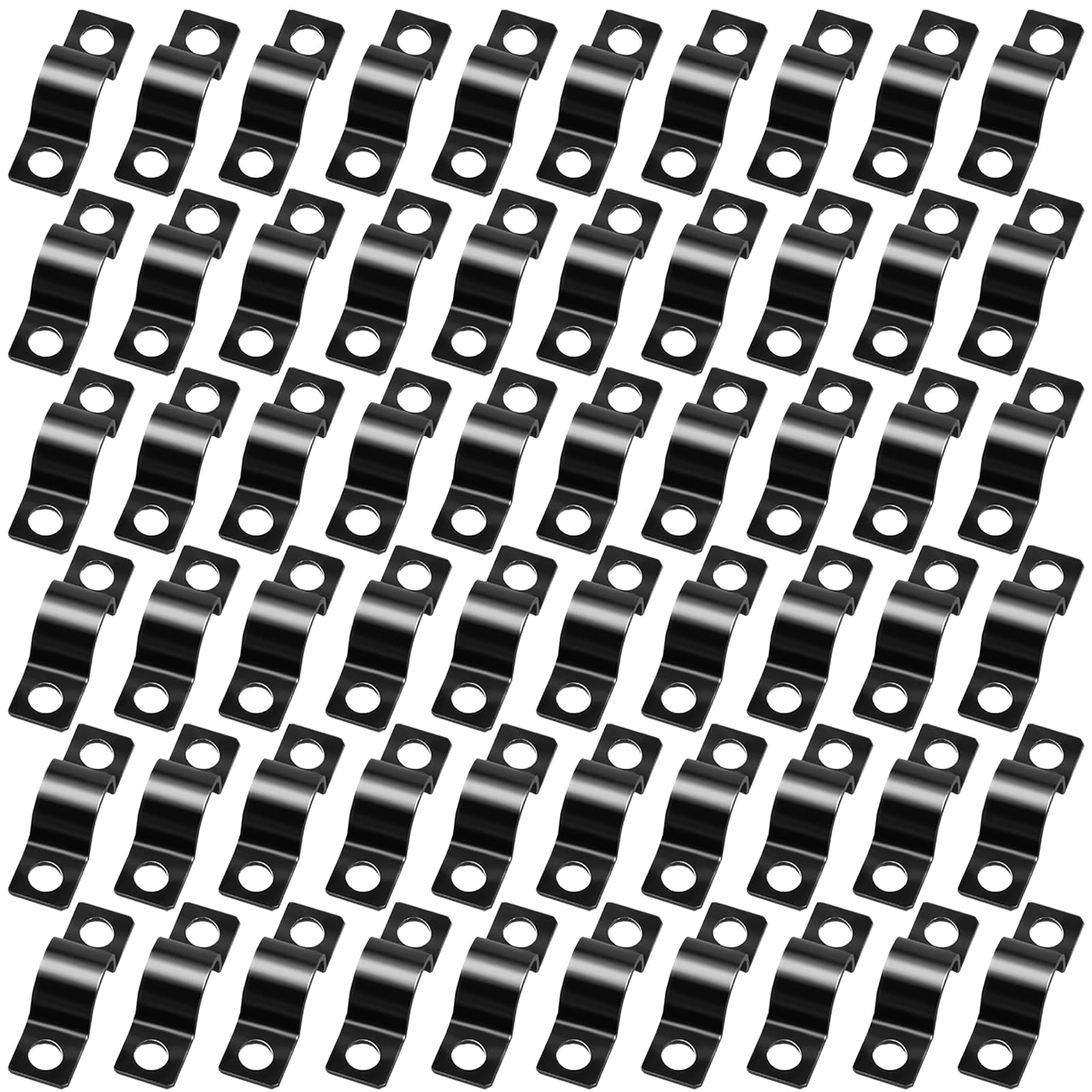 HORREX 60 Pcs Pipe Strap Clamps, 2 Holes Fixation, U Shape Pipe Brackets, Heavy Duty Galvanized Q235 Carbon Steel, Pipes Mounting Brackets Conduit Clips for Water Gas Pipes Cable Fixing 10 mm