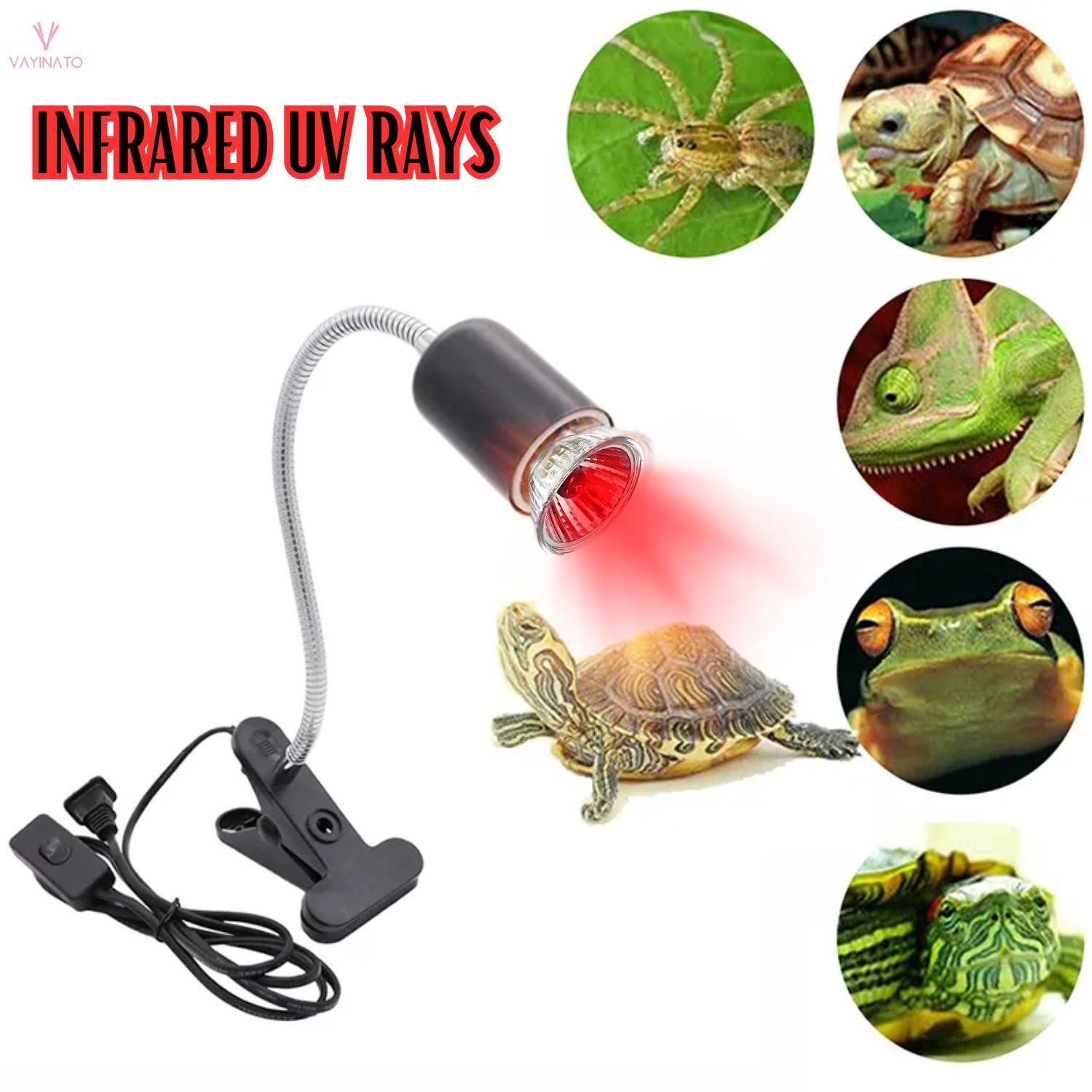 VAYINATO® 50W Infrared UV Rays (Red) Reptile Turtle Heat Lamp Lights, Night Use UVA UVB Aquarium Bulbs by Petzlifeworld 2