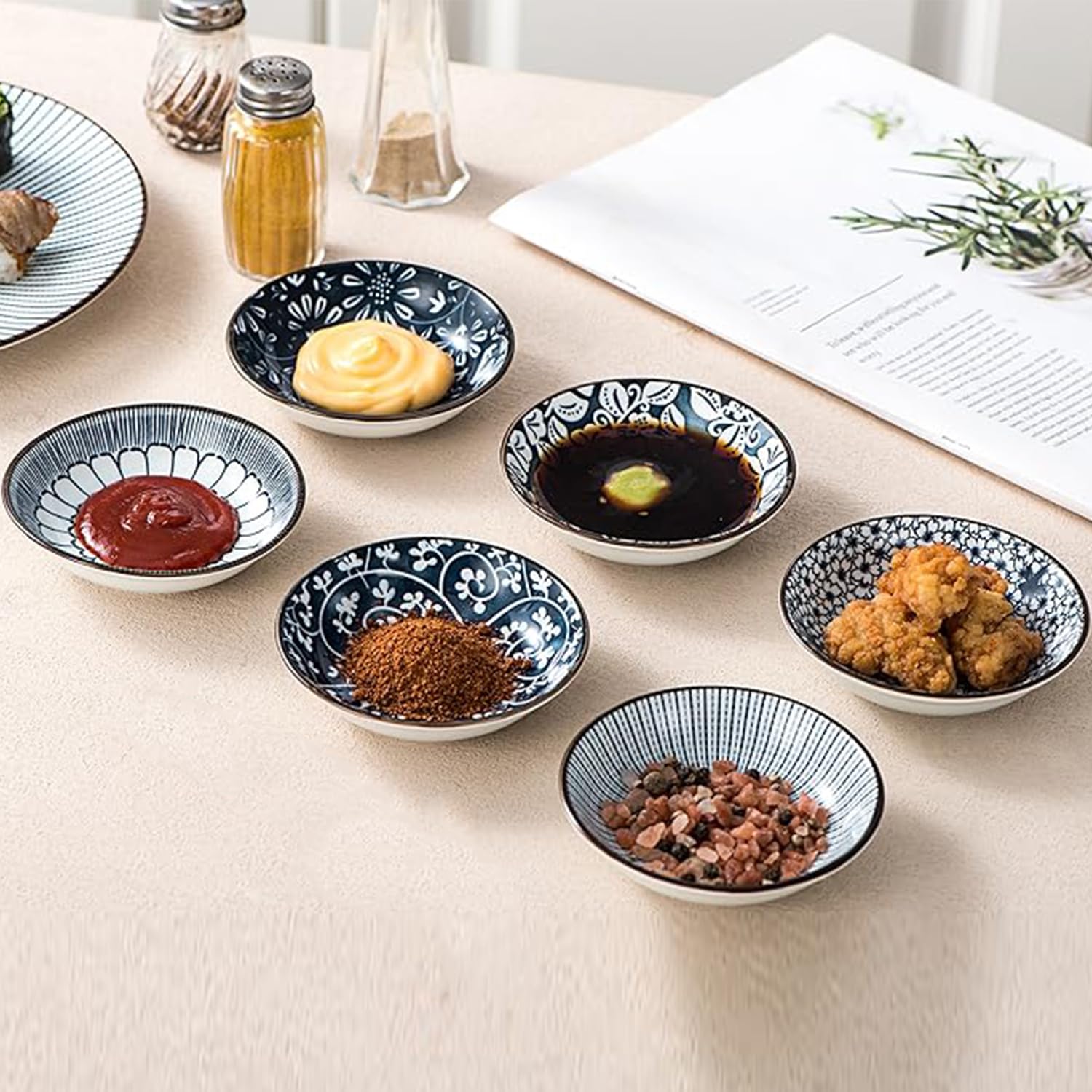 GXIQYL 6 PCS Sauce Bowls, Ceramic Dipping Bowl, Small Bowls Set Soy Sauce Dish Tiny Dip Bowls Side Dish - Image 4