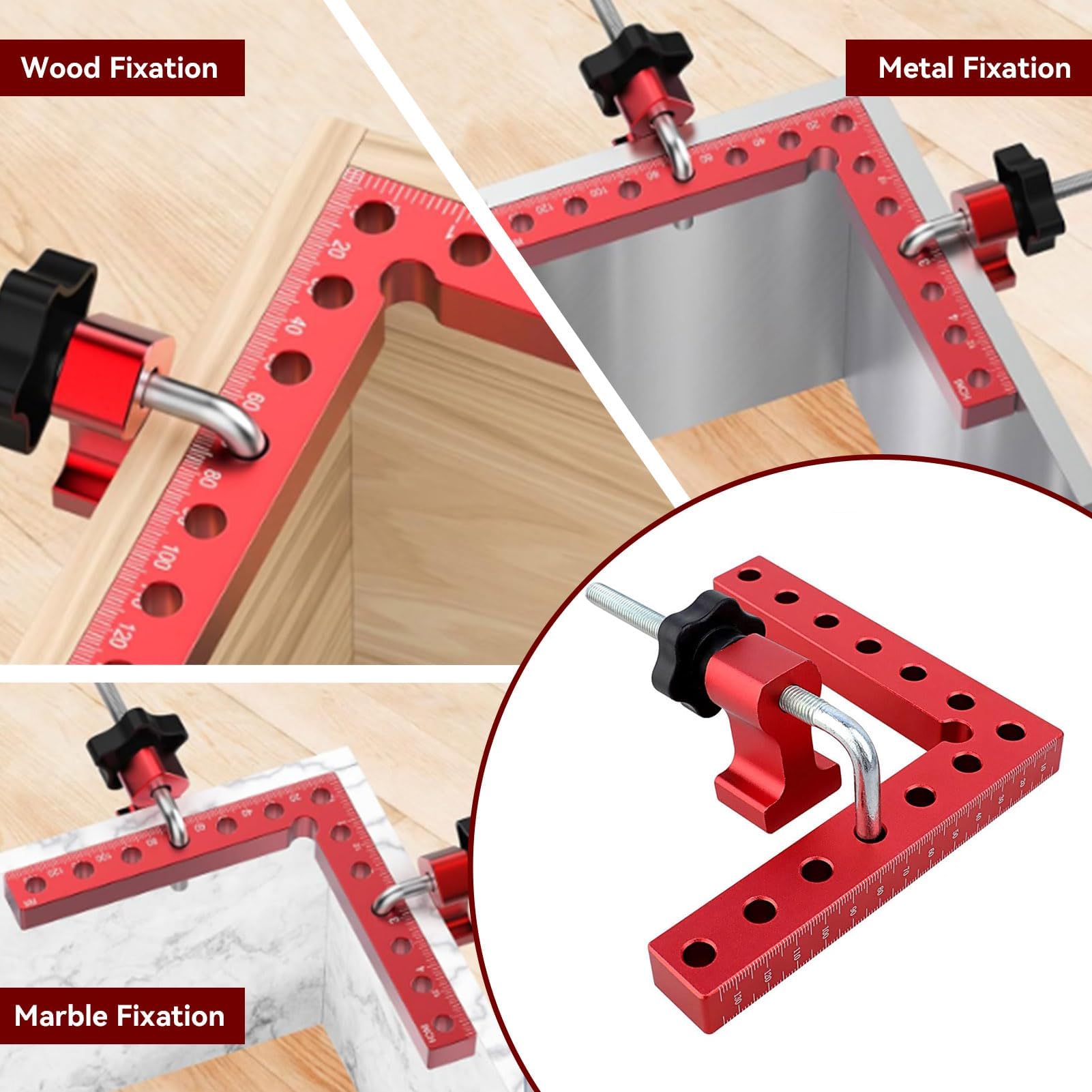 Ángulo de posicionamiento de 90 grados, abrazadera de ángulo de 140 mm/5,5 pulgadas de aluminio multifuncional, abrazaderas de ángulo recto para herramientas de carpintería para bricolaje, artesanía