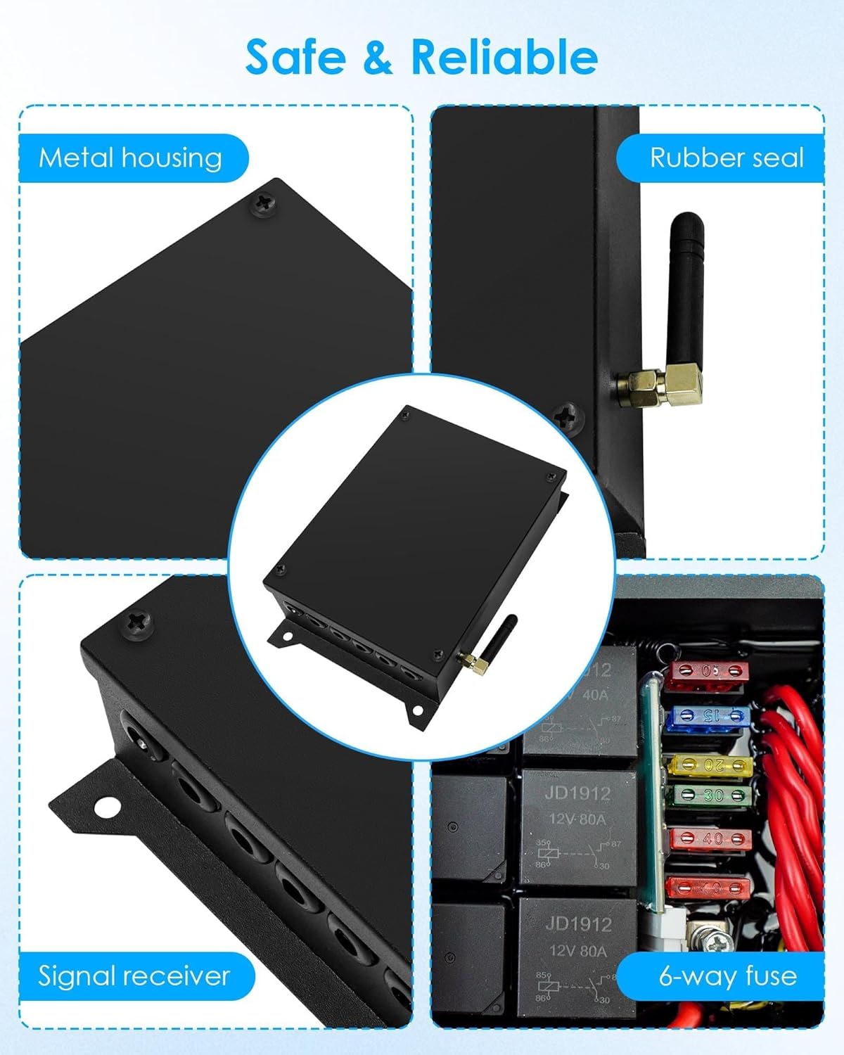 Universal 6 Gang Wireless Control Switch Panel for ATV UTV Offroad Caravan Car Truck Boat, 12V Removable LED Circuit Control Relay System Switch Pod