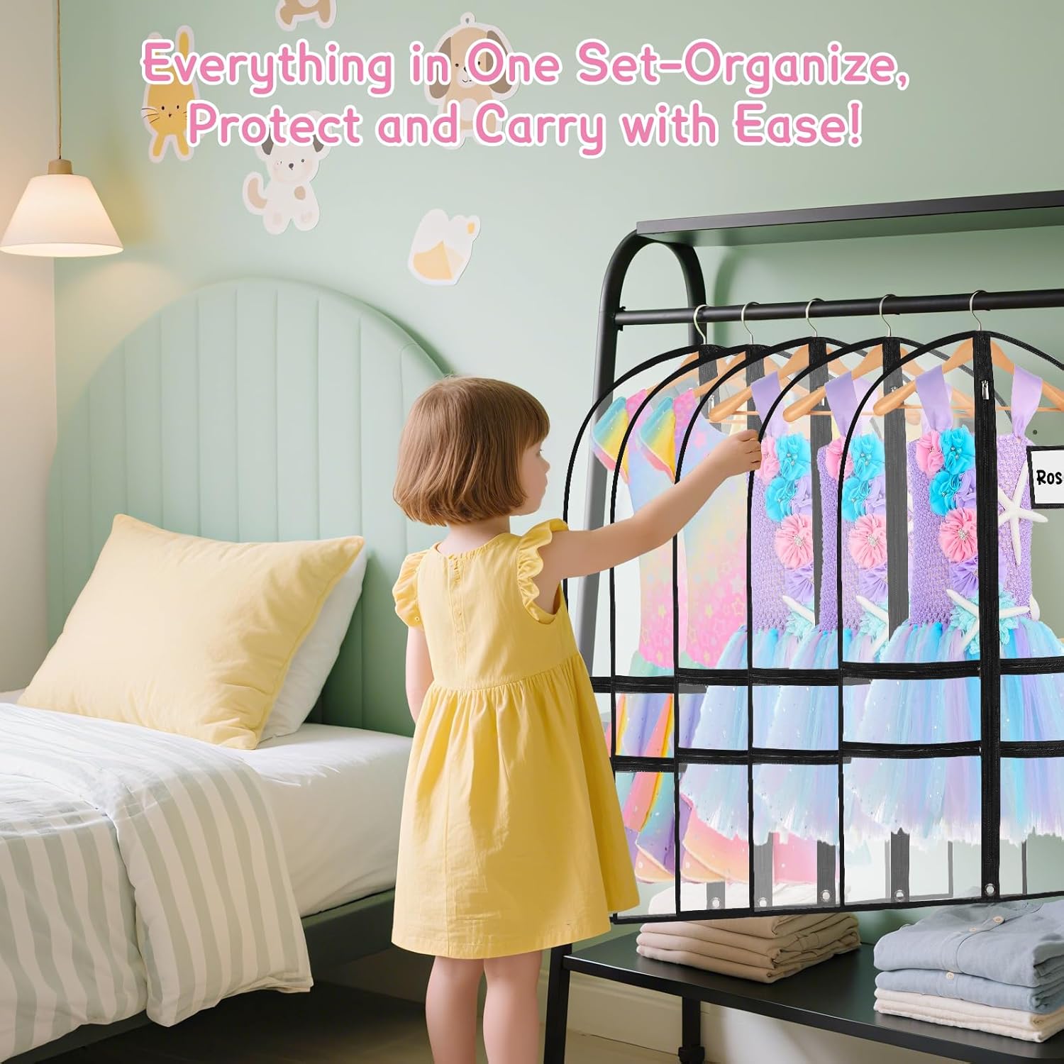 10 Pack Garment Bags for Dance Costumes,40" Kids Clear Garment Bags for Hanging Clothes with 4 Zipper Pocket,Dance Competition Must Haves for Dance Competition, Travel, Closet Storage(Black) - Image 6