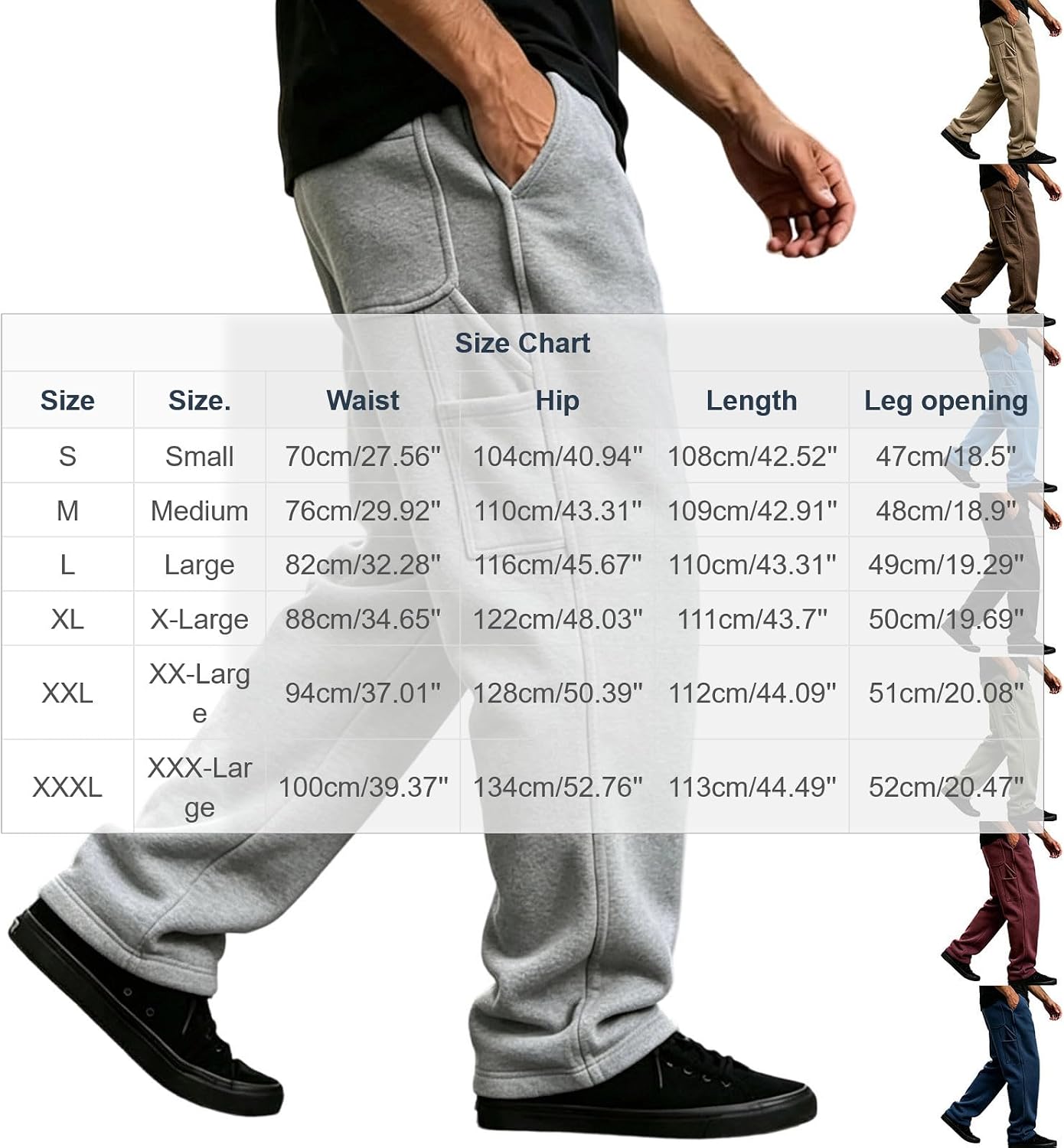 Men's Fleece Wide Leg Workout Sweatpants Track Pants with Pocket