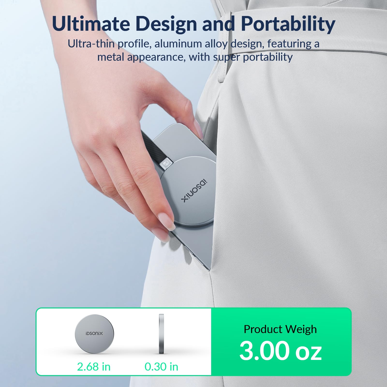 iDsonix 2TB Magnetyczny przenośny dysk SSD, zewnętrzny dysk SSD do 4000 MB/s, obsługuje nagrywanie i przechowywanie w formacie ProRes HDR, kompatybilny z tabletem, laptopem i aparatem