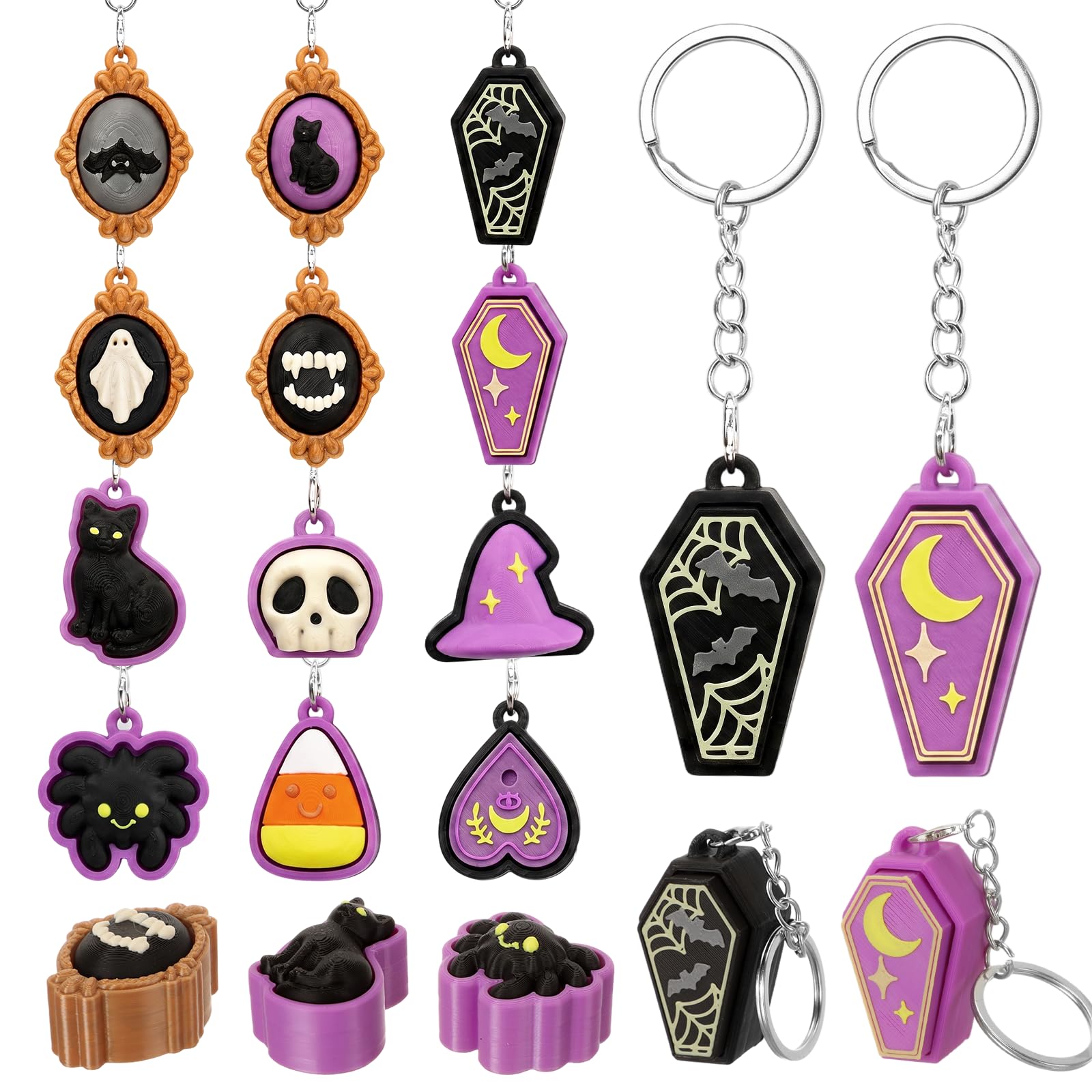 Kenning 12 Pcs Halloween Clicker Fidget Keychain Bulk 3D Printed Fidget Toy