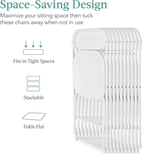 Miniatura 5 de Best Choice Products Juego de 10 sillas plegables de plástico, apilables, portátiles, para interiores y exteriores, para el hogar, patio, jardín,