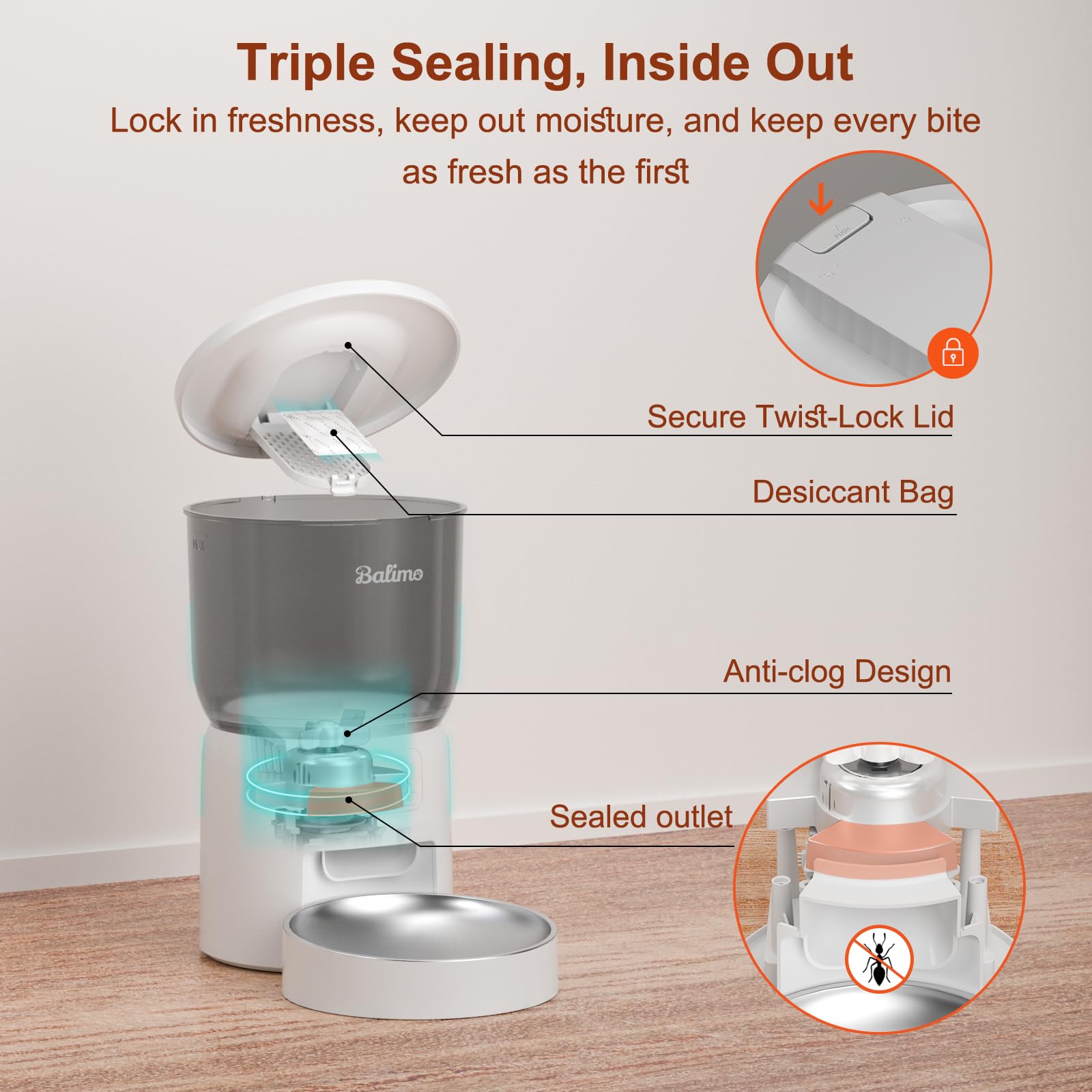 Dispensatore Automatico Cibo Gatti WiFi 5L - 2 Ciotole Acciaio - Programmable Via App - Timer 24h - Foto 2