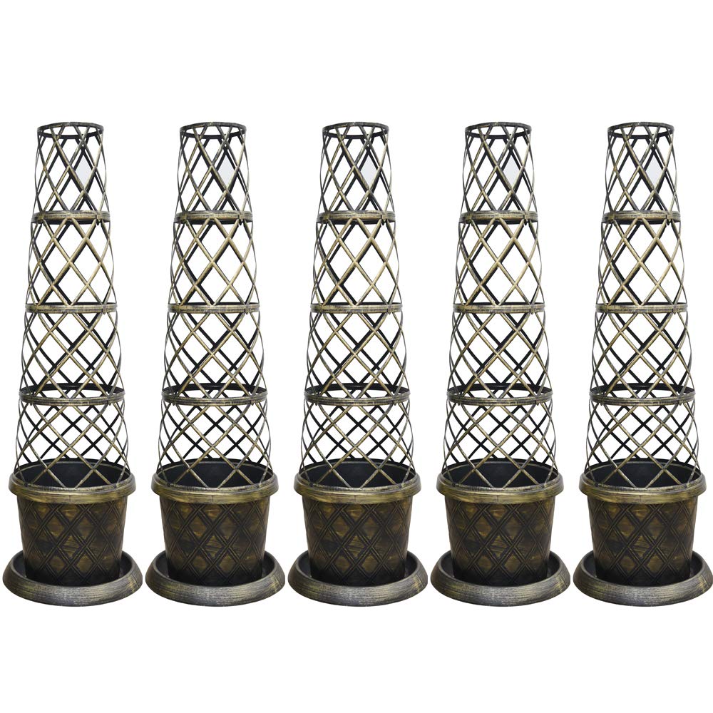 Thompson & Morgan Thompson And Morgan Black And Gold Tower Pot Collection 39Cm 5 Pack