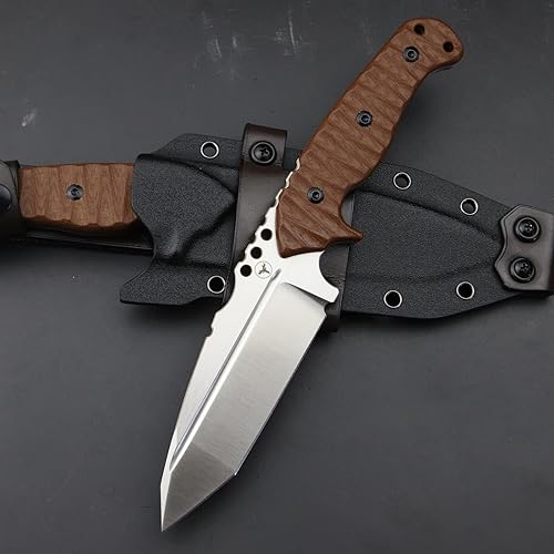 Miniatura 3 de LENGREN Cuchillo pesado Sleipner de acero de espiga completa de 10.7 pulgadas, hoja fija, cuchillo táctico de campamento al aire libre, mango de