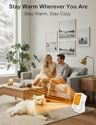 Miniatura 2 de Calentadores de espacio portátiles para uso en interiores, calentador de escritorio con calentamiento rápido PTC 2s de 900 W, diseño de ángulo