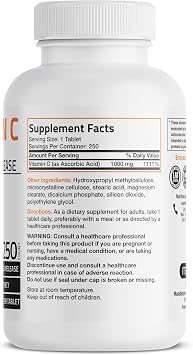 Bronson Vitamin C 1000 mg Sustained Release Premium Non-GMO Ascorbic Acid, 250 Tablets