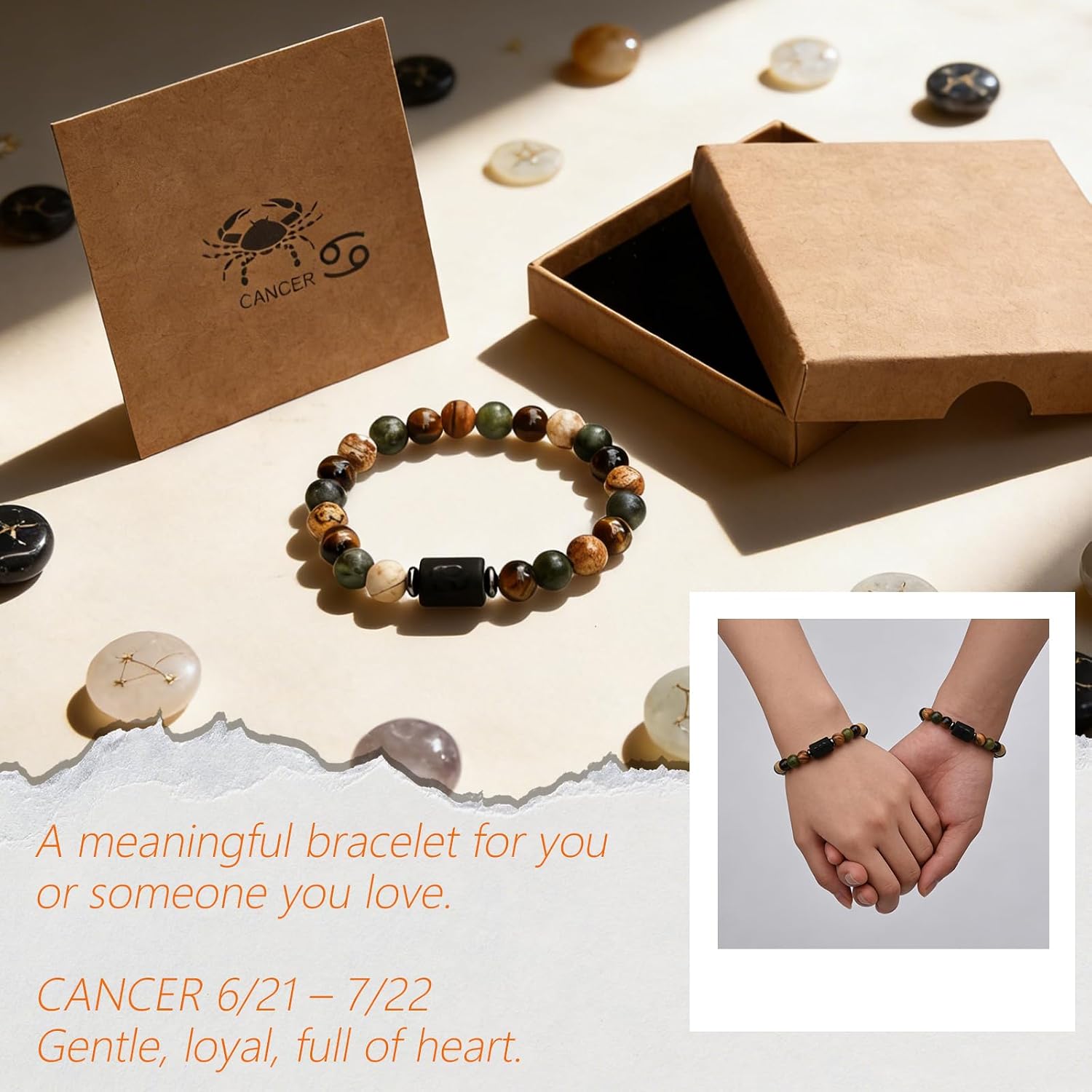 Bracelet for Men Women, 12 Constellations Healing Crystal Protection Stone Beads, Zodiac Charm Blacelet, Birthday & Horoscope Spiritual Gifts for Him Her