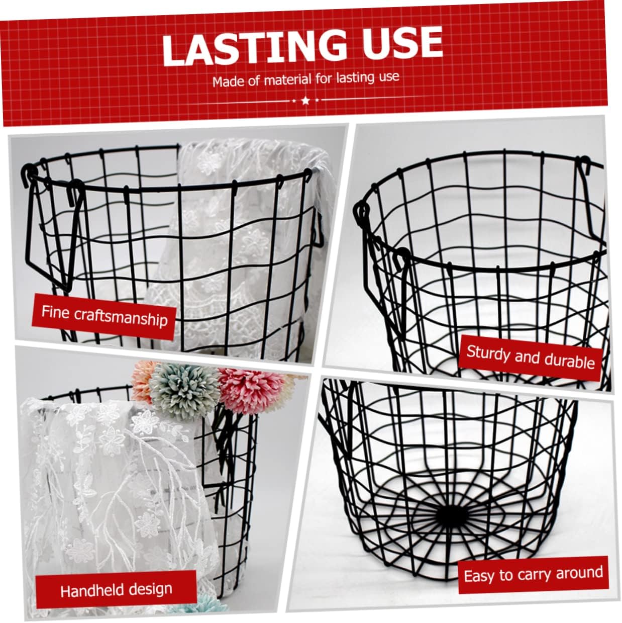 Handheld Iron Art Storage Basket Simple Hollow out Clothes Organizer Multi Functional Laundry Bucket Storage Barrel Stylish Sundries Container Easy to Carry