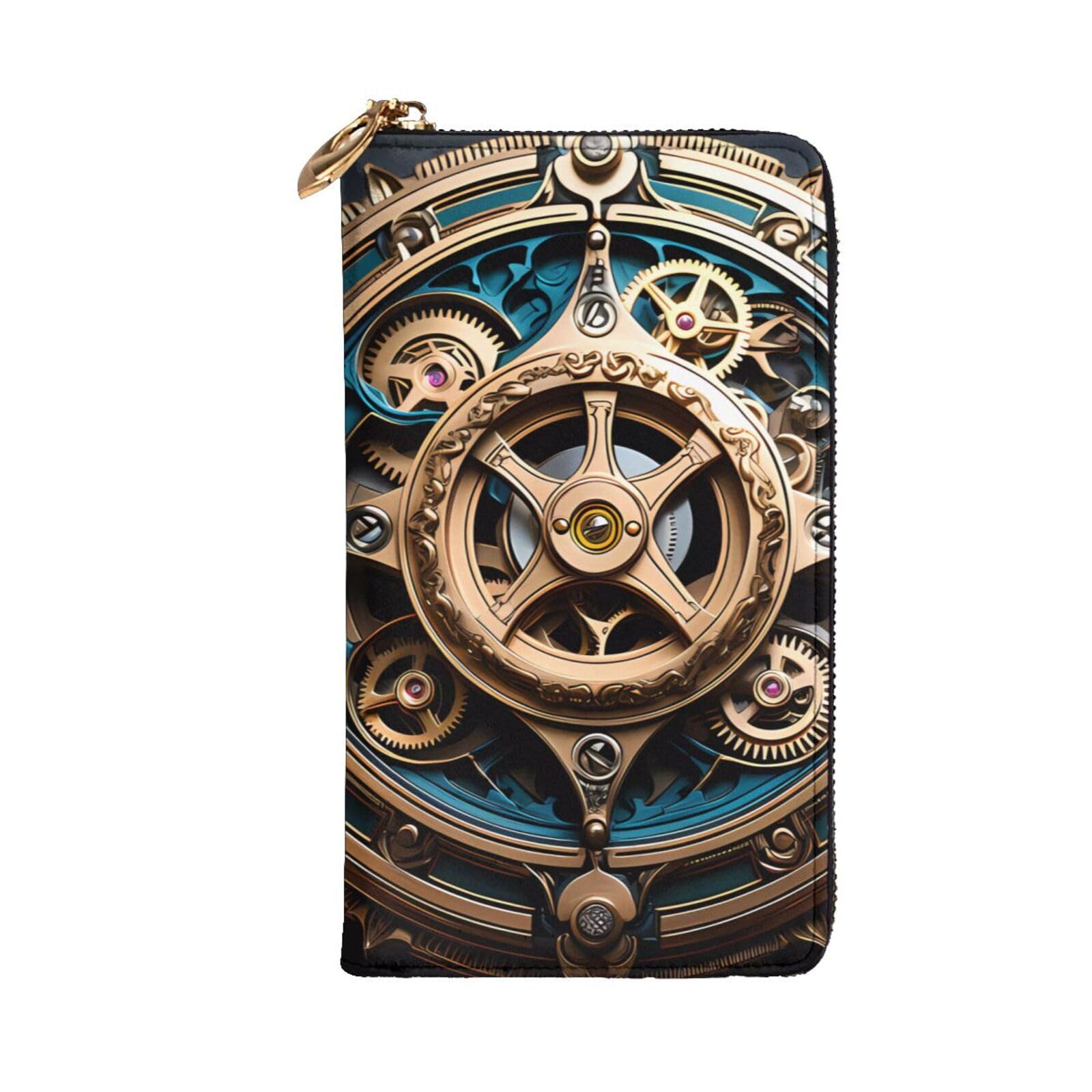 YYHHAOFA Cool Steampunk Gears Printing Leather long clutch wallet : Comfortable, lightweight, waterproof, durable 7.48 x 4.13 in