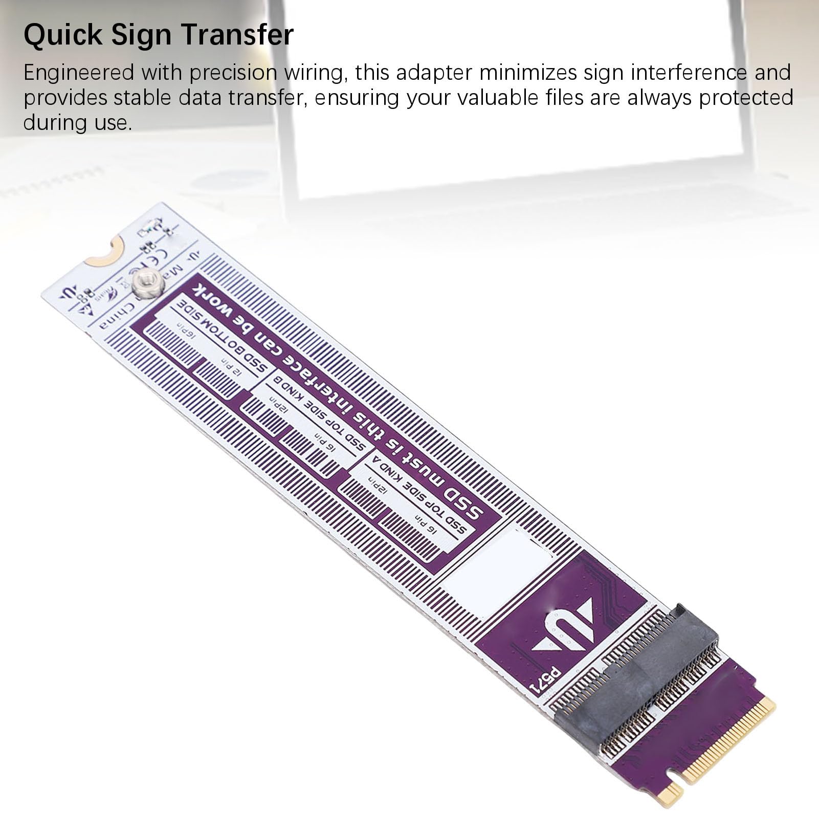 Zunate M.2 NVMe SSD Adattatore 12pin 16pin Convertitore NVMe SSD Reader per Mac Book Air Pro 2013 2017, con Cablaggio di Precisione, Trasferimento Dati Stabile