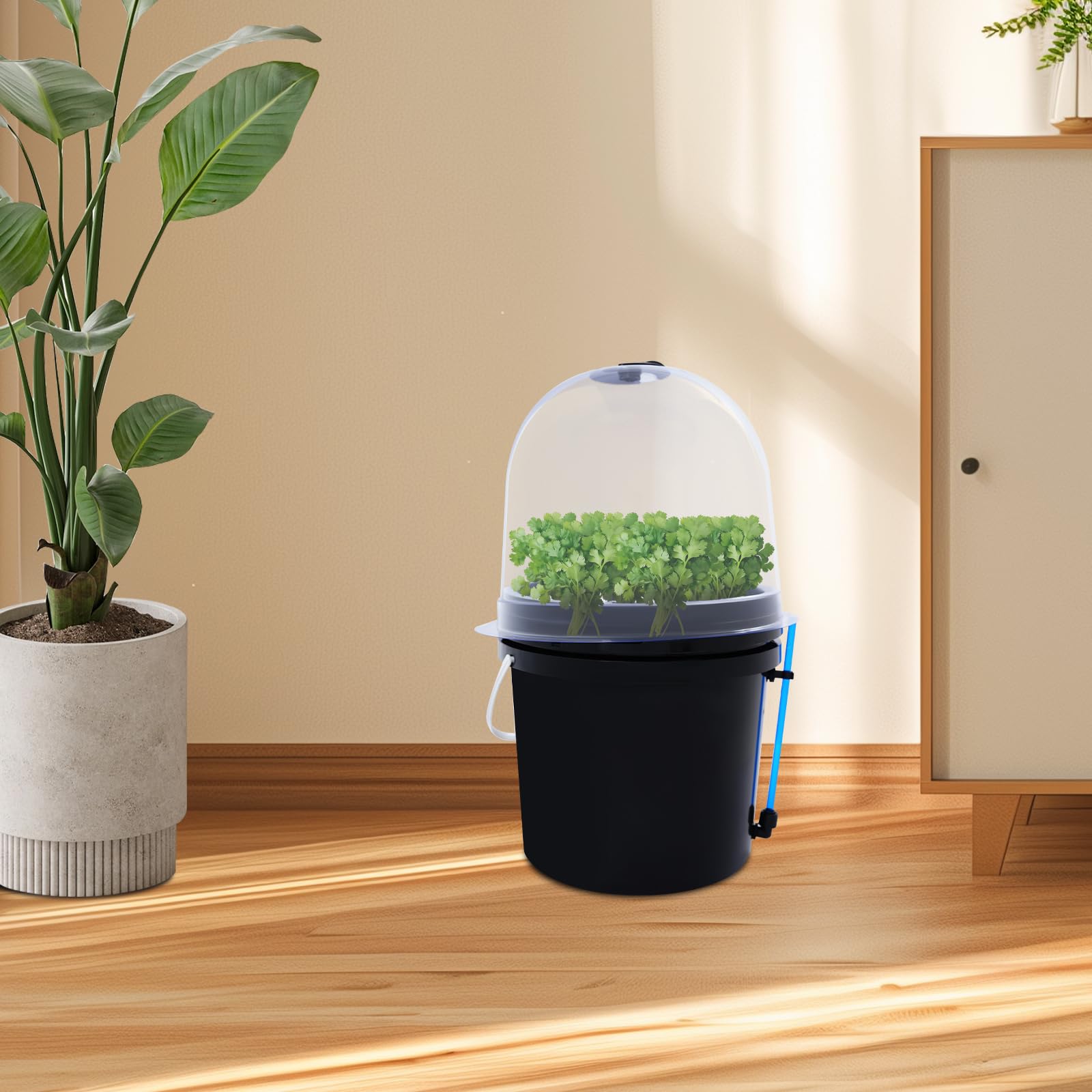Indoor Hydroponika zestaw do uprawy mgły z automatycznym timerem, 8 | Okrągły system uprawy mgły, do użytku wewnątrz pomieszczeń, z wskaźnikiem poziomu wody, ziół, sałaty, truskawek, balkonu