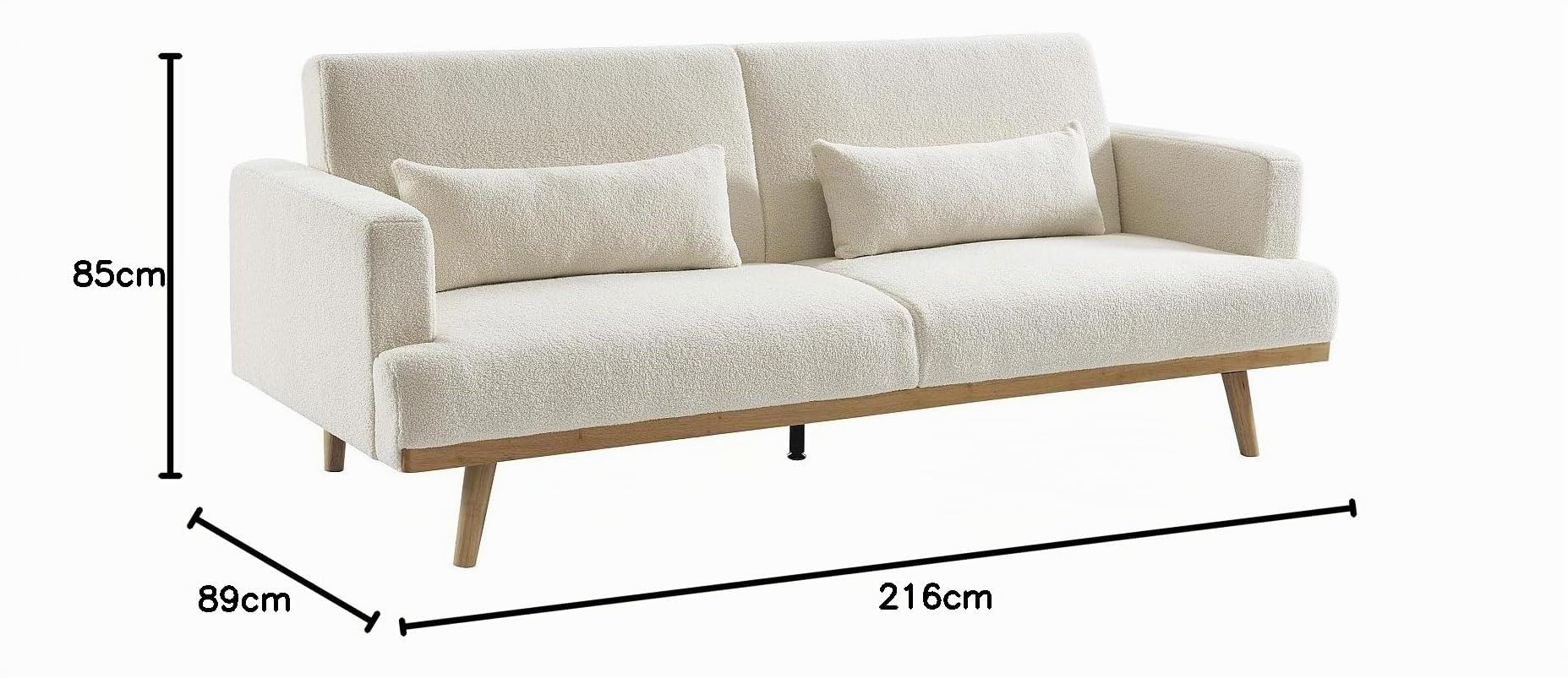 Klappsofa 3-Sitzer mit Schlaffunktion - Bouclé-Stoff - Weiß - ESME