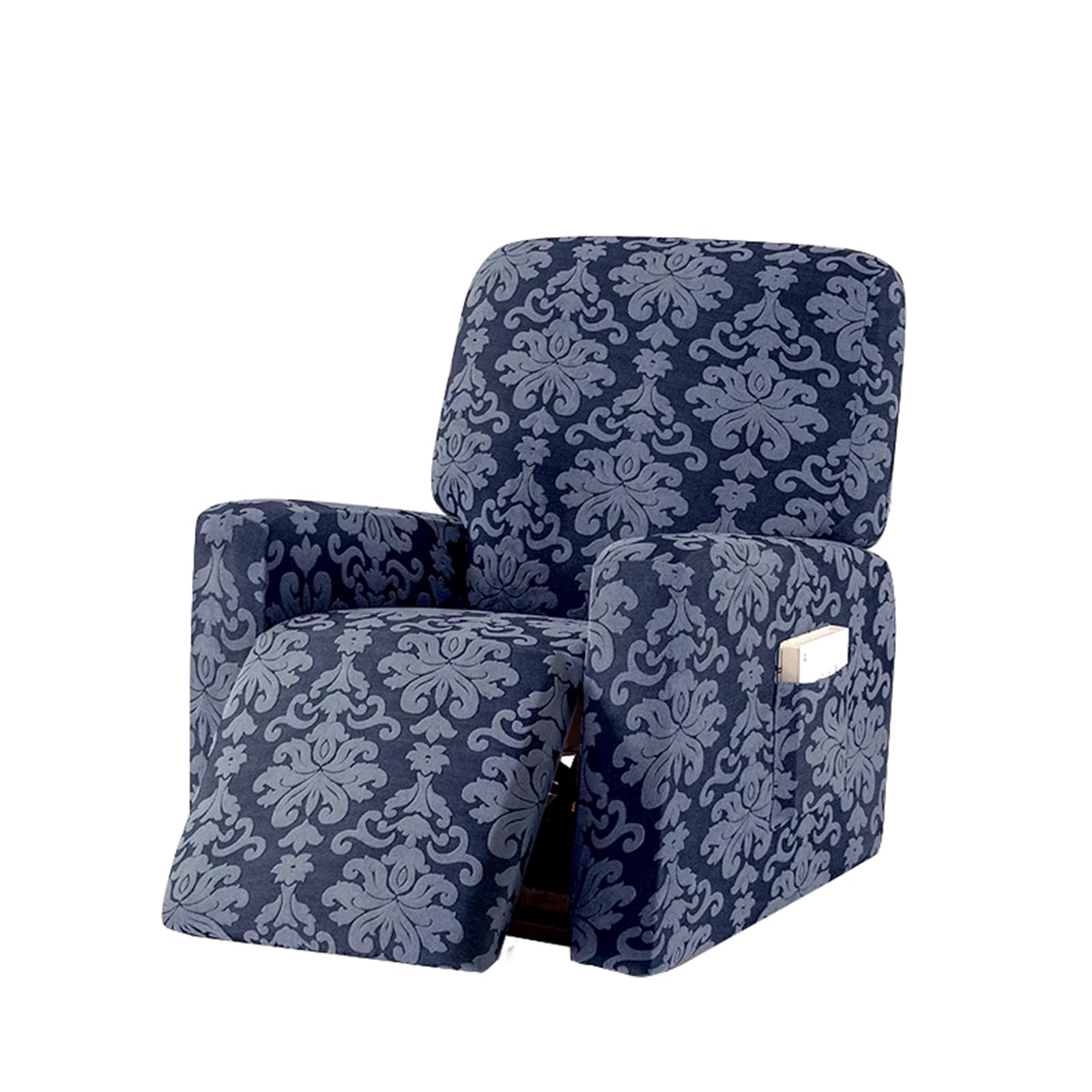 LIFEDX Copripoltrona Relax Reclinabile Elasticizzato Universale 1 Posto Velluto,Fodera per Poltrona Reclinabile Relax 4-Pezzo con Tasche,Copri Poltrona Antiscivolo Removibile Lavabile-White|1 Seater